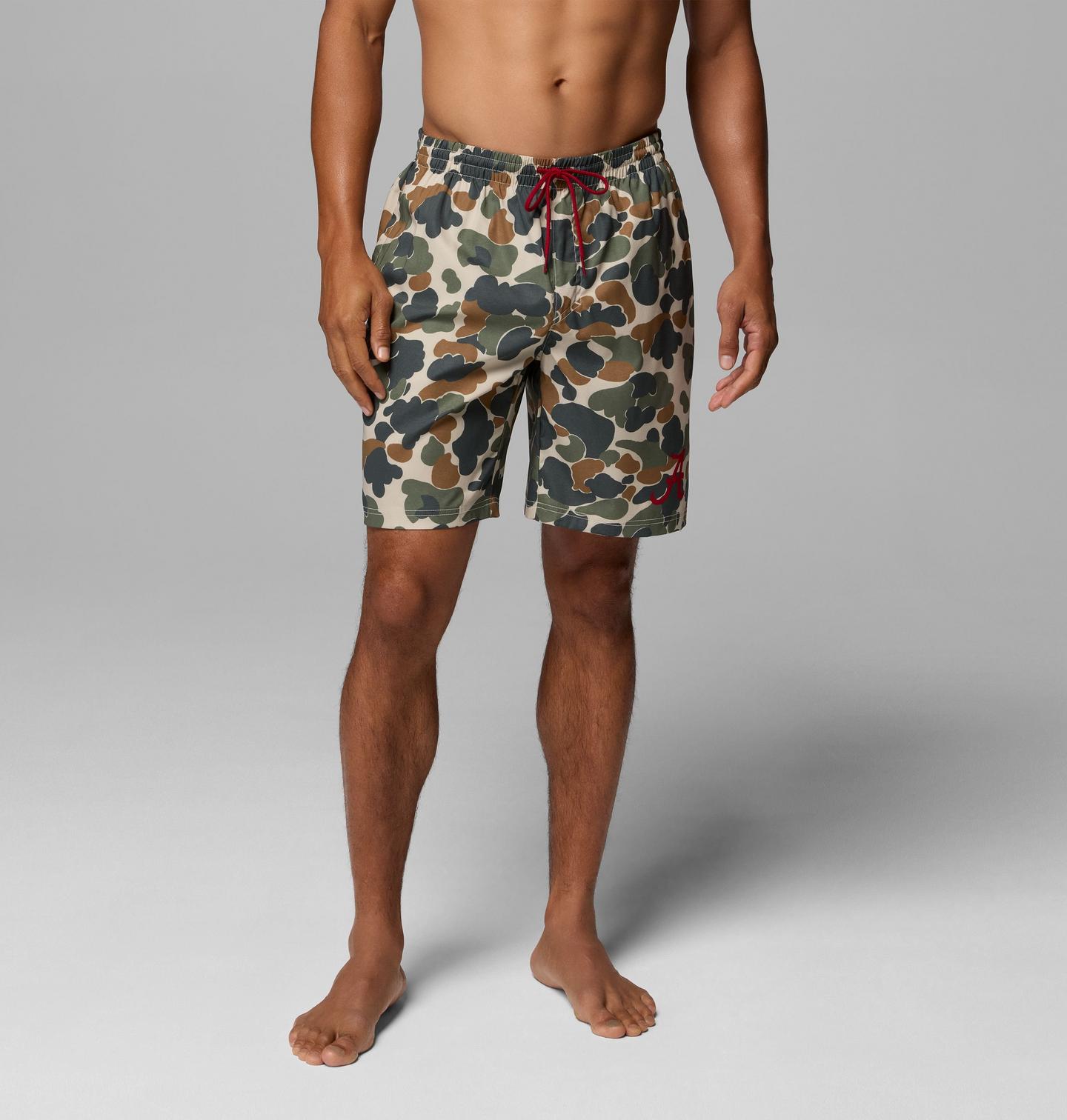 Мужские шорты Columbia Collegiate PFG Rambler Printed Shorts - Alabama, цвет: Камуфляжный — фото 1