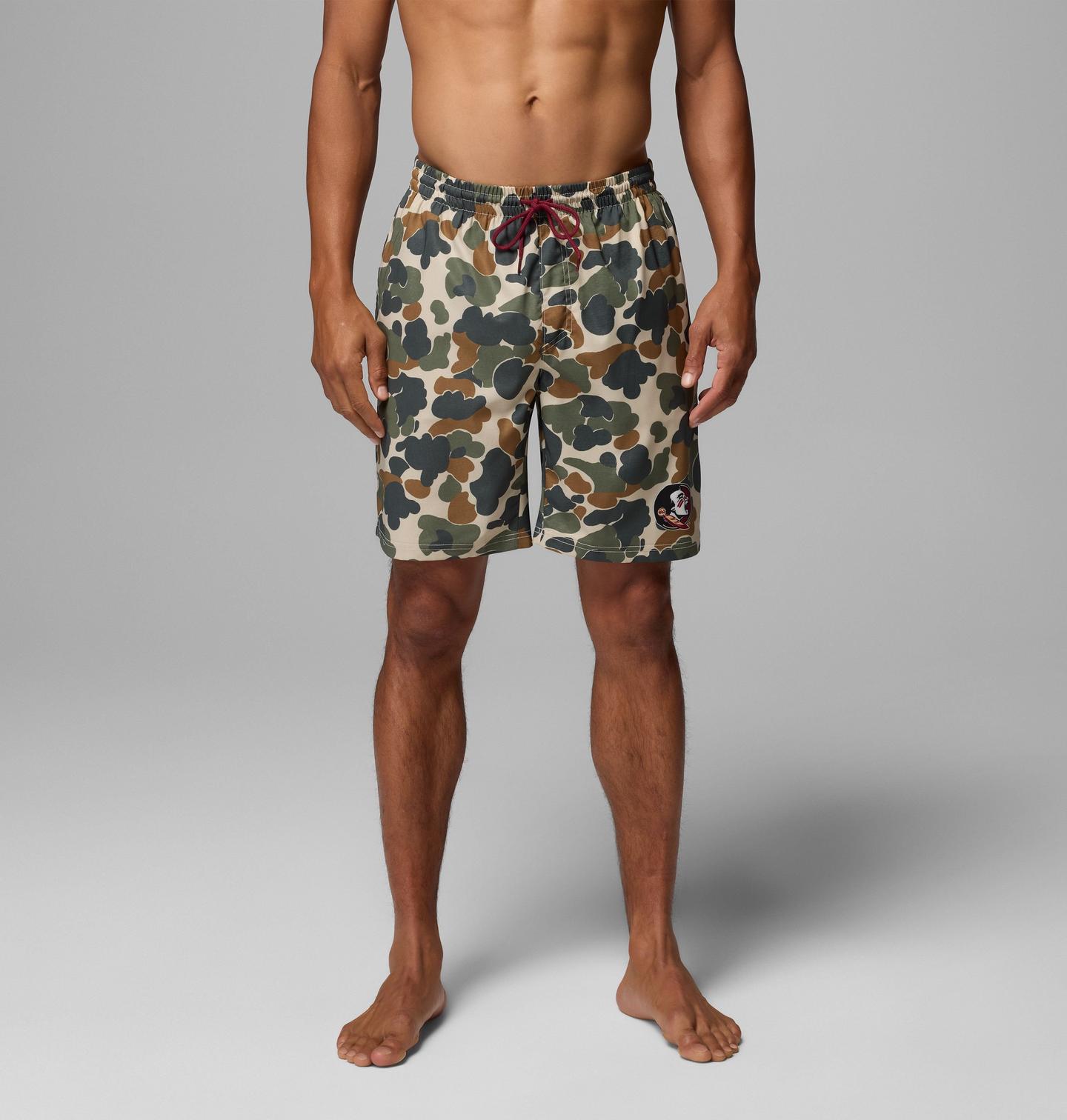 Мужские шорты Columbia Collegiate PFG Rambler Printed Shorts - Florida State, цвет: Камуфляжный — фото 1