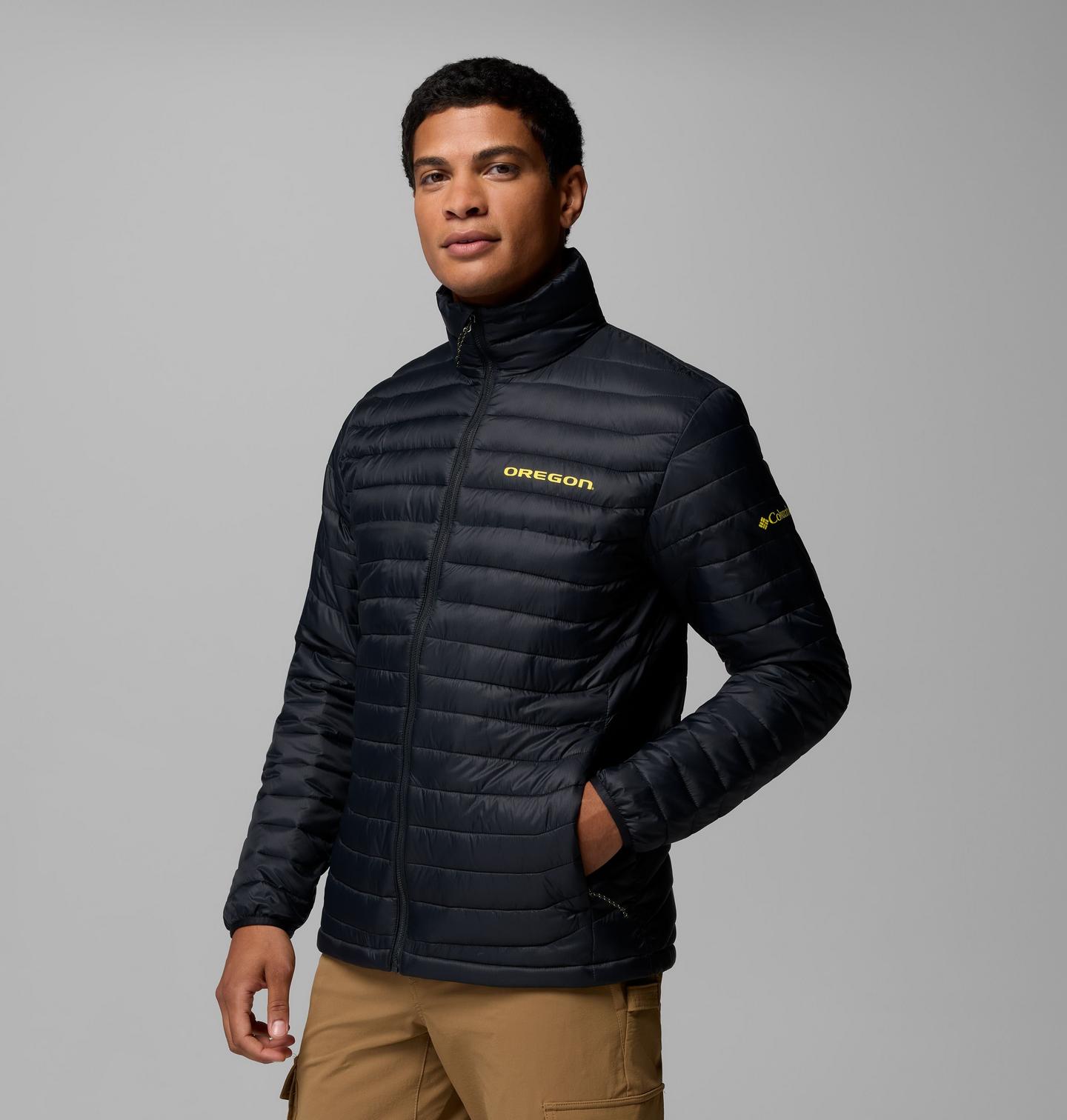 Мужская куртка Columbia Collegiate Powder Pass Jacket - Oregon, цвет: Чёрный — фото 4