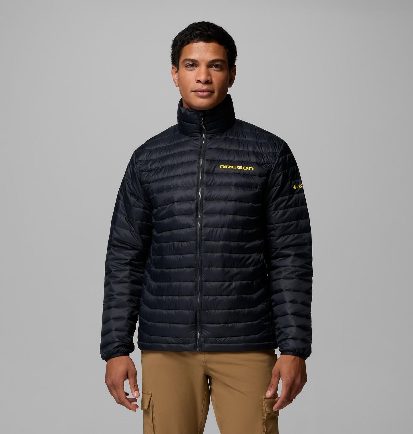 Мужская куртка Columbia Collegiate Powder Pass Jacket - Oregon, цвет: Чёрный — фото 1