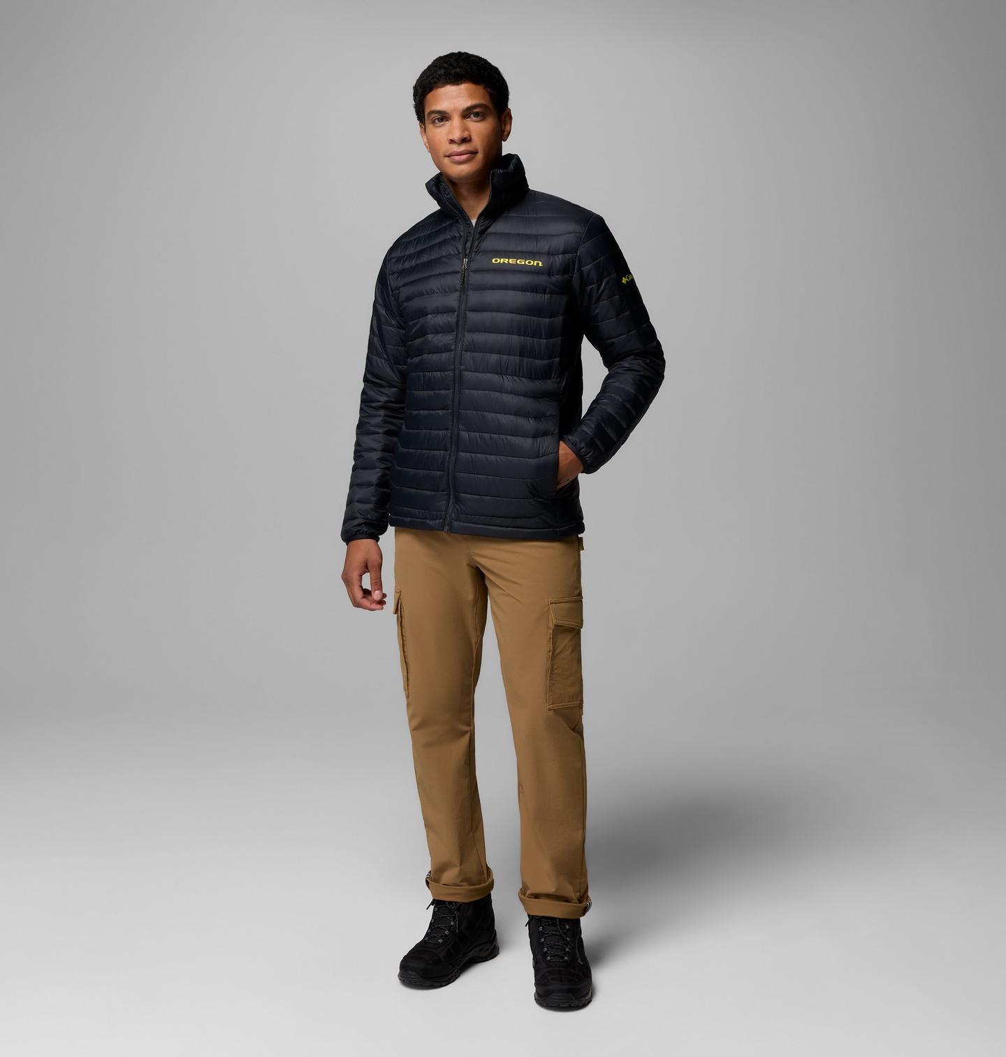 Мужская куртка Columbia Collegiate Powder Pass Jacket - Oregon, цвет: Чёрный — фото 2