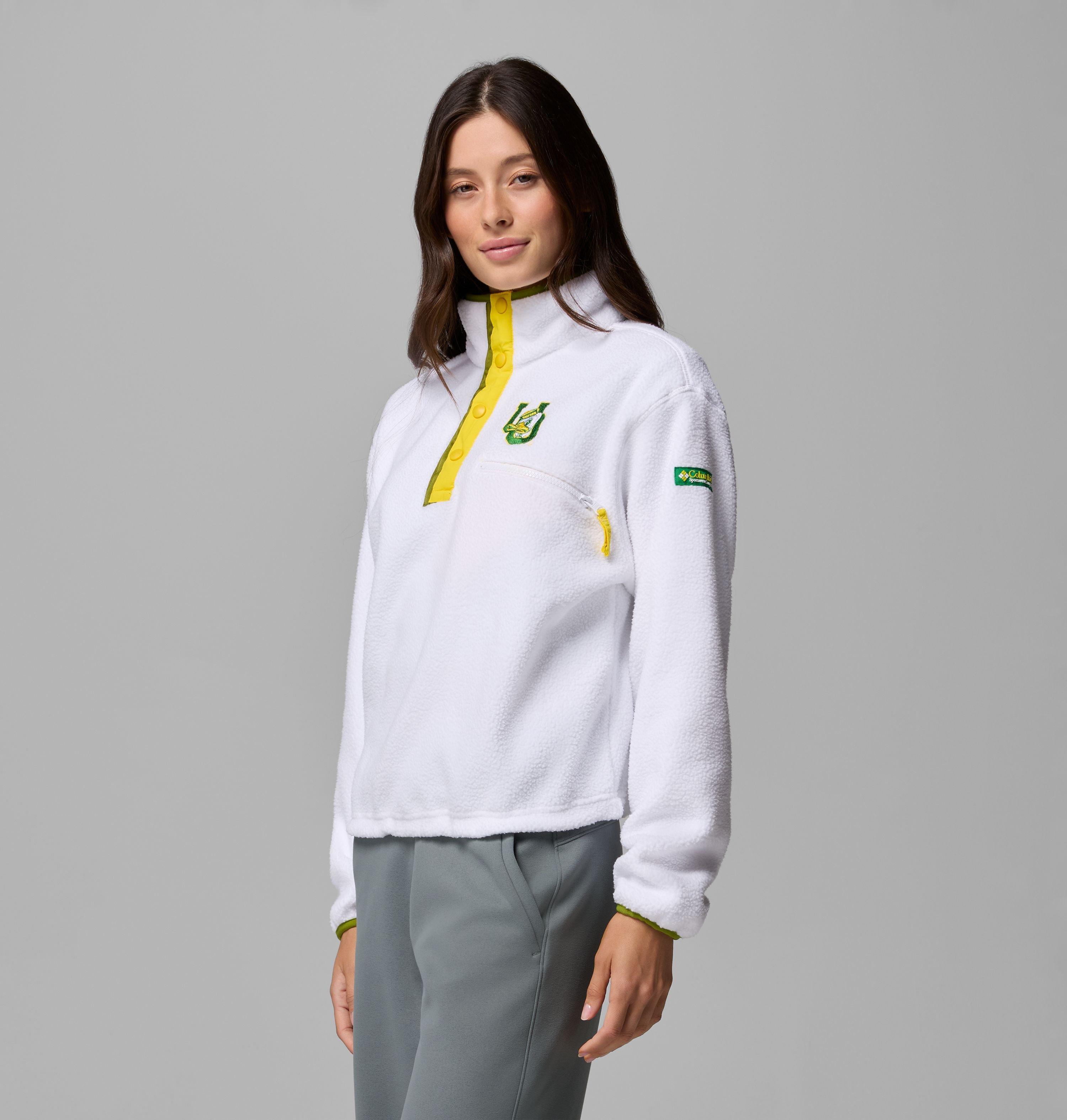 Women's Collegiate Helvetia Cropped Half Snap Fleece - Oregon 4