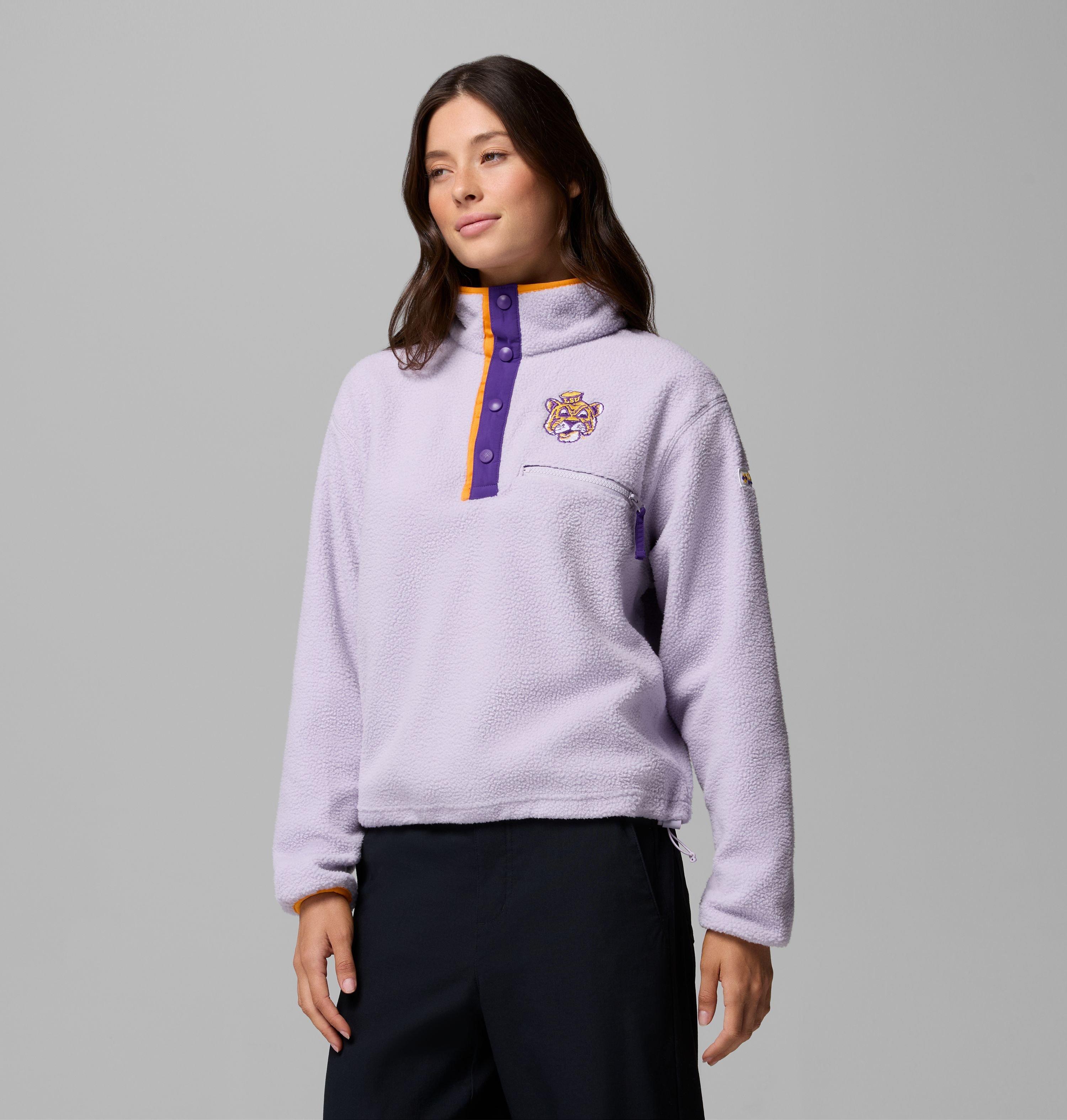Women's Collegiate Helvetia Cropped Half Snap Fleece - LSU 4
