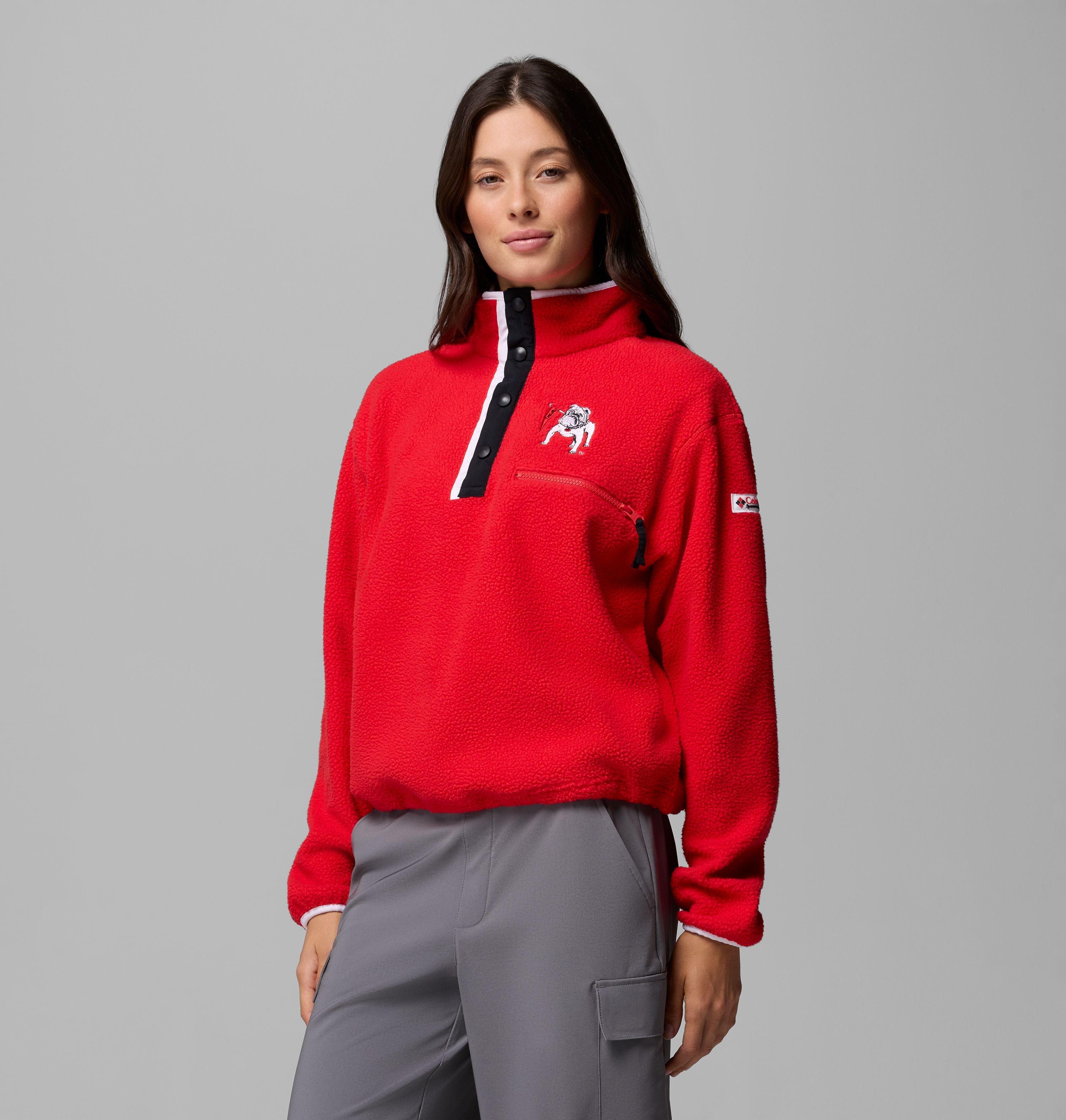 Women's Collegiate Helvetia Cropped Half Snap Fleece - Georgia 4