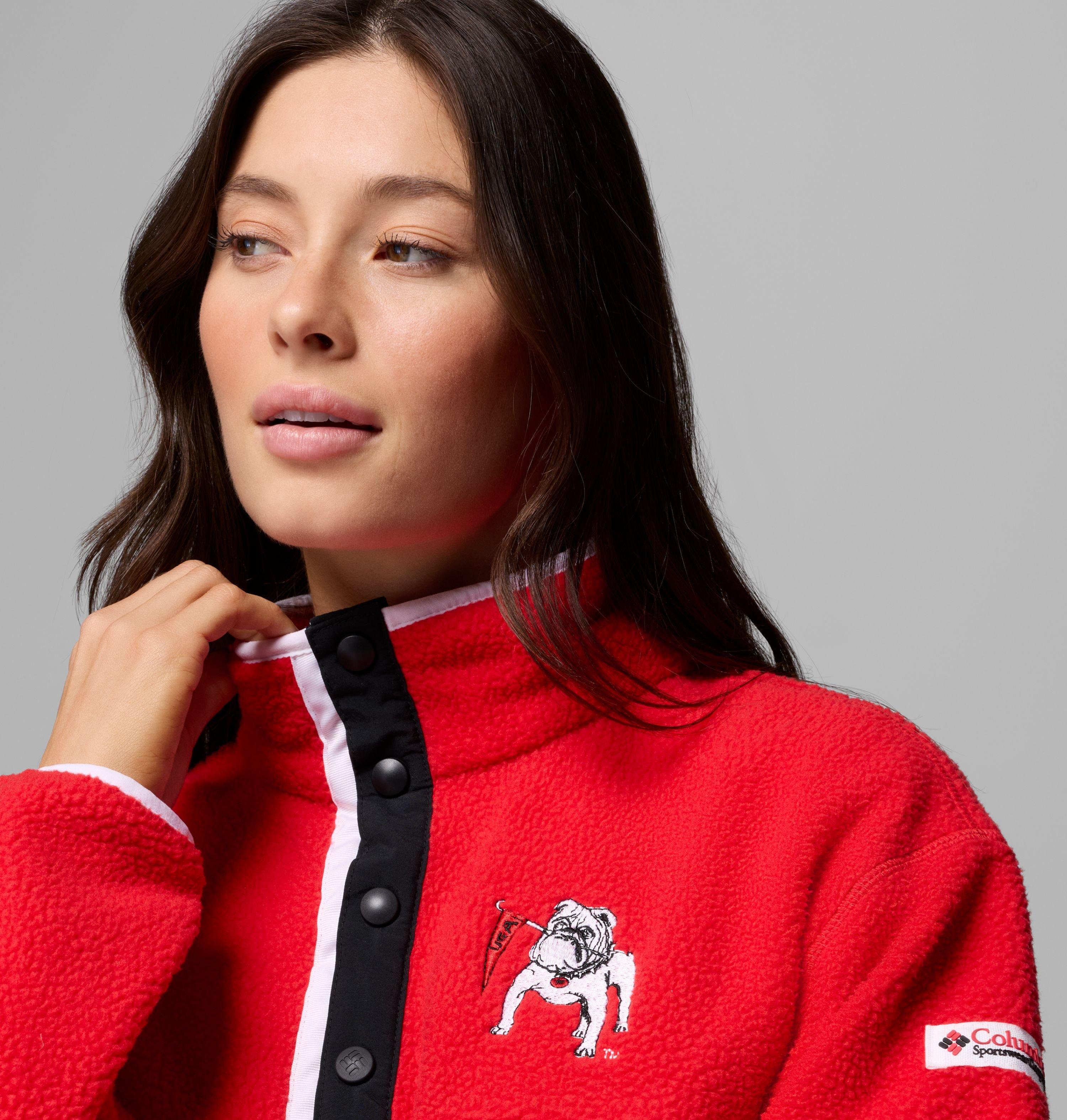 Women's Collegiate Helvetia Cropped Half Snap Fleece - Georgia 5