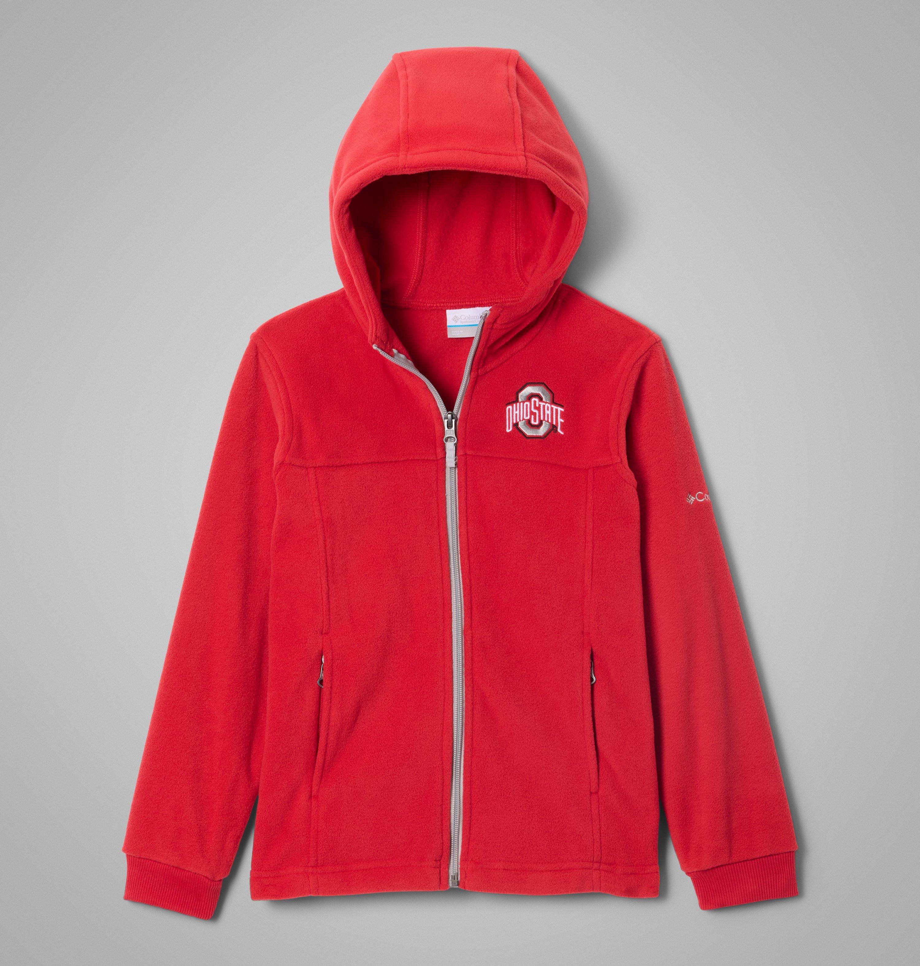 Columbia Big Boys' and Girls' Scarlet Ohio State Buckeyes Flanker Fleece Full-Zip Hoodie - Scarlet
