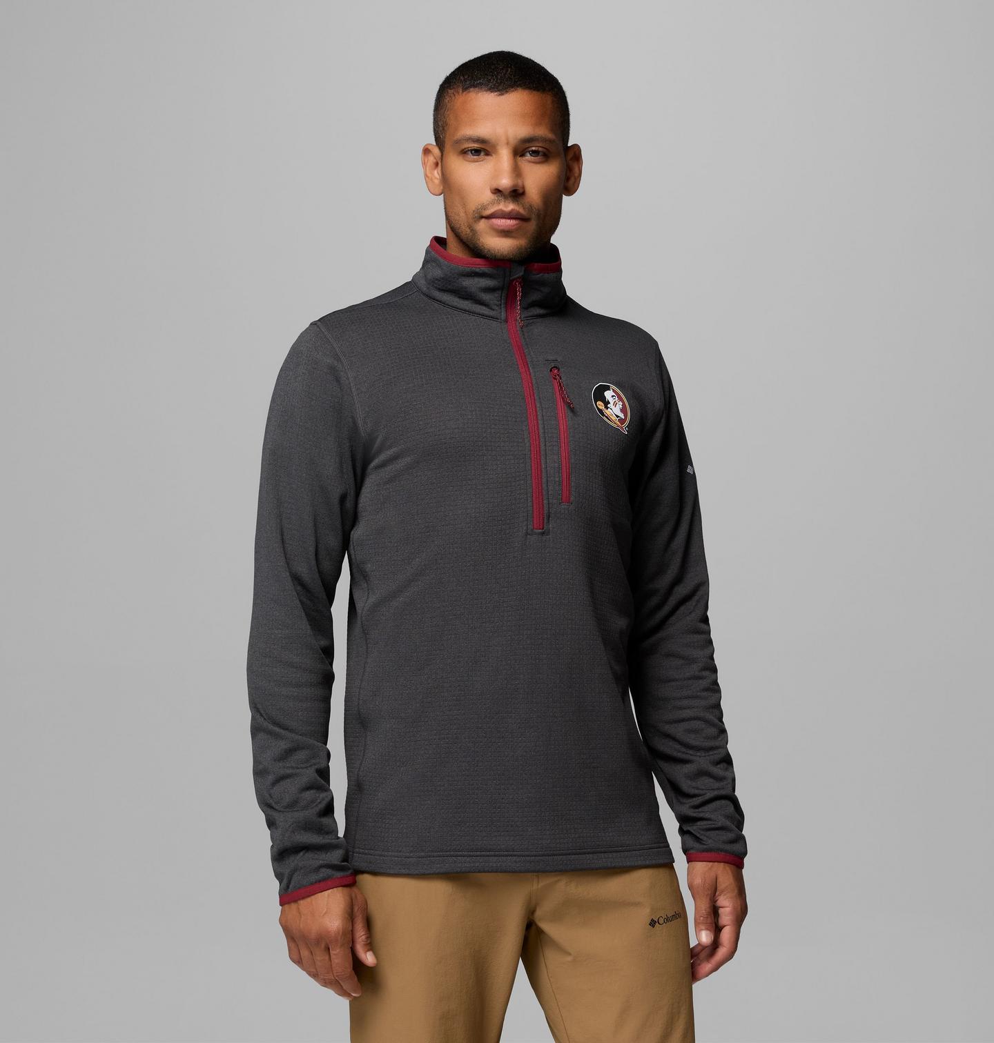 Мужская флисовая кофта Columbia Collegiate Essential Hike Grid на молнии, Florida State, цвет: Чёрный — фото 1