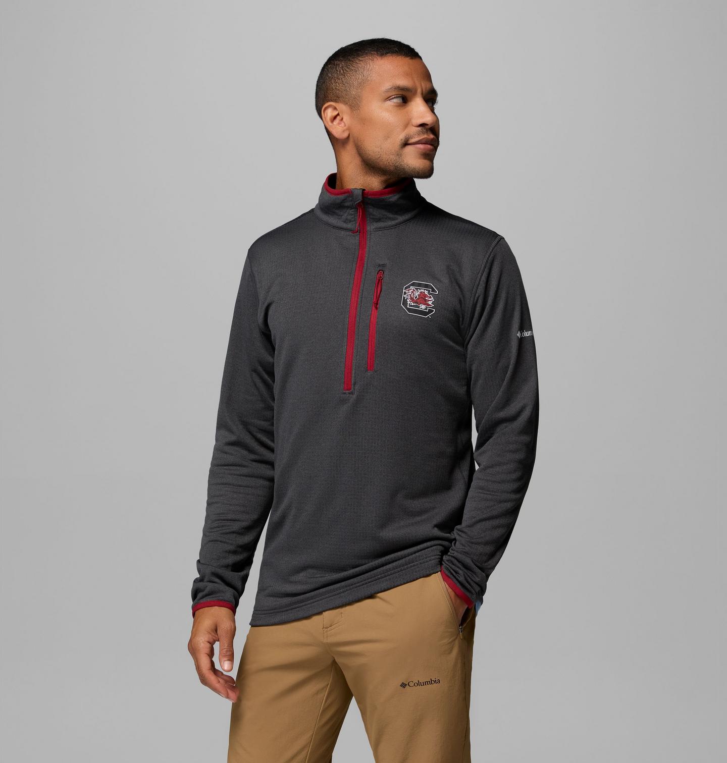 Мужская флисовая кофта Columbia Collegiate Essential Hike Grid на молнии, South Carolina, цвет: Чёрный — фото 3