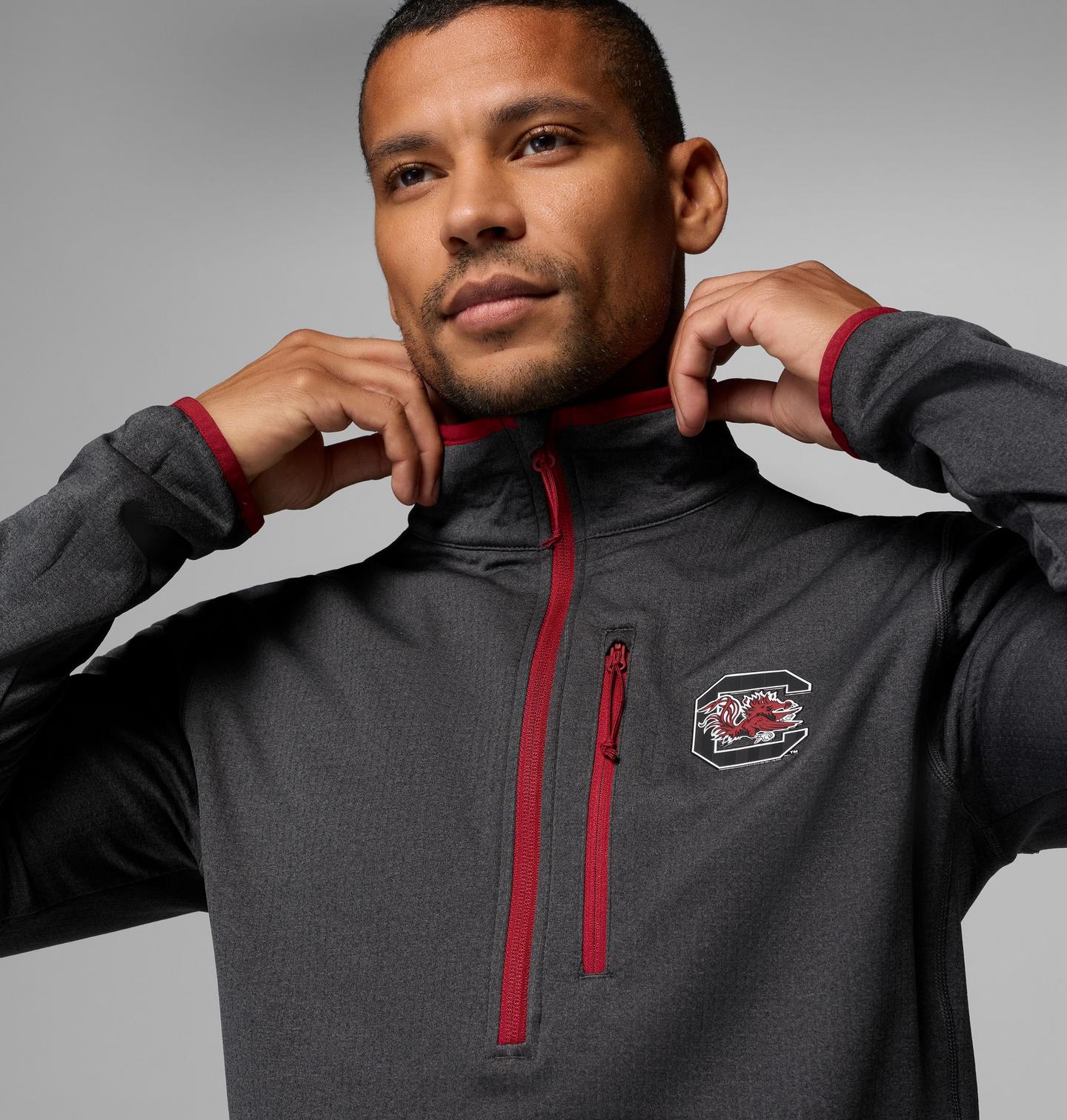 Мужская флисовая кофта Columbia Collegiate Essential Hike Grid на молнии, South Carolina, цвет: Чёрный — фото 4