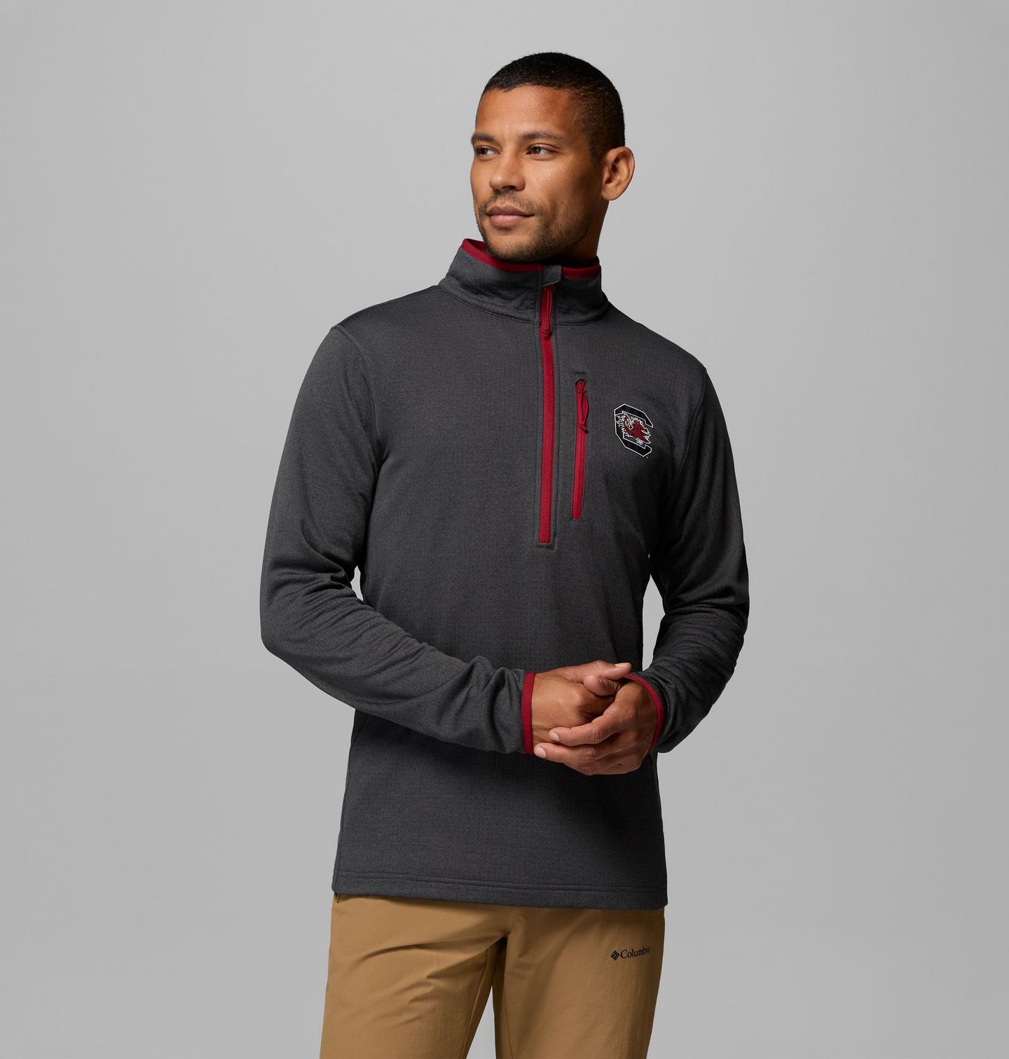 Мужская флисовая кофта Columbia Collegiate Essential Hike Grid на молнии, South Carolina, цвет: Чёрный — фото 1