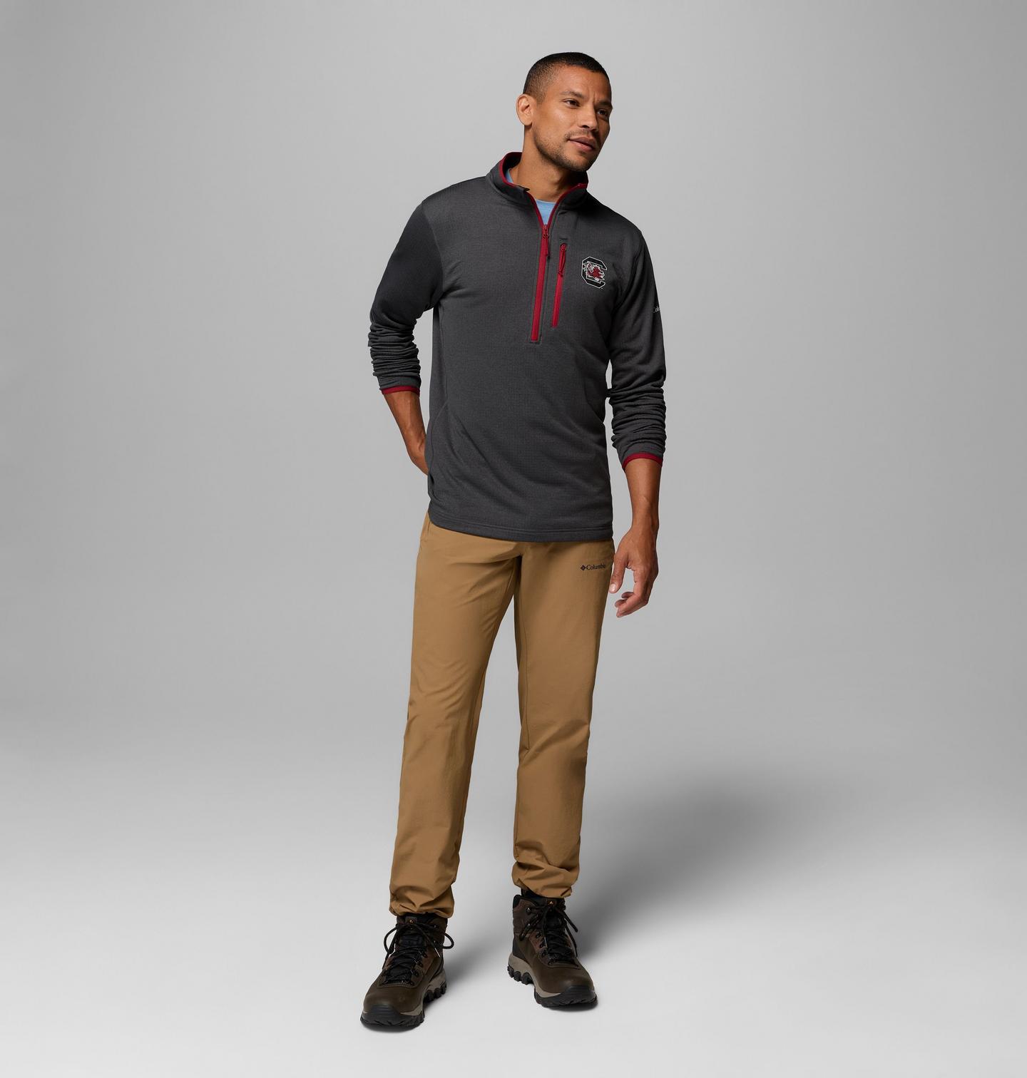 Мужская флисовая кофта Columbia Collegiate Essential Hike Grid на молнии, South Carolina, цвет: Чёрный — фото 2