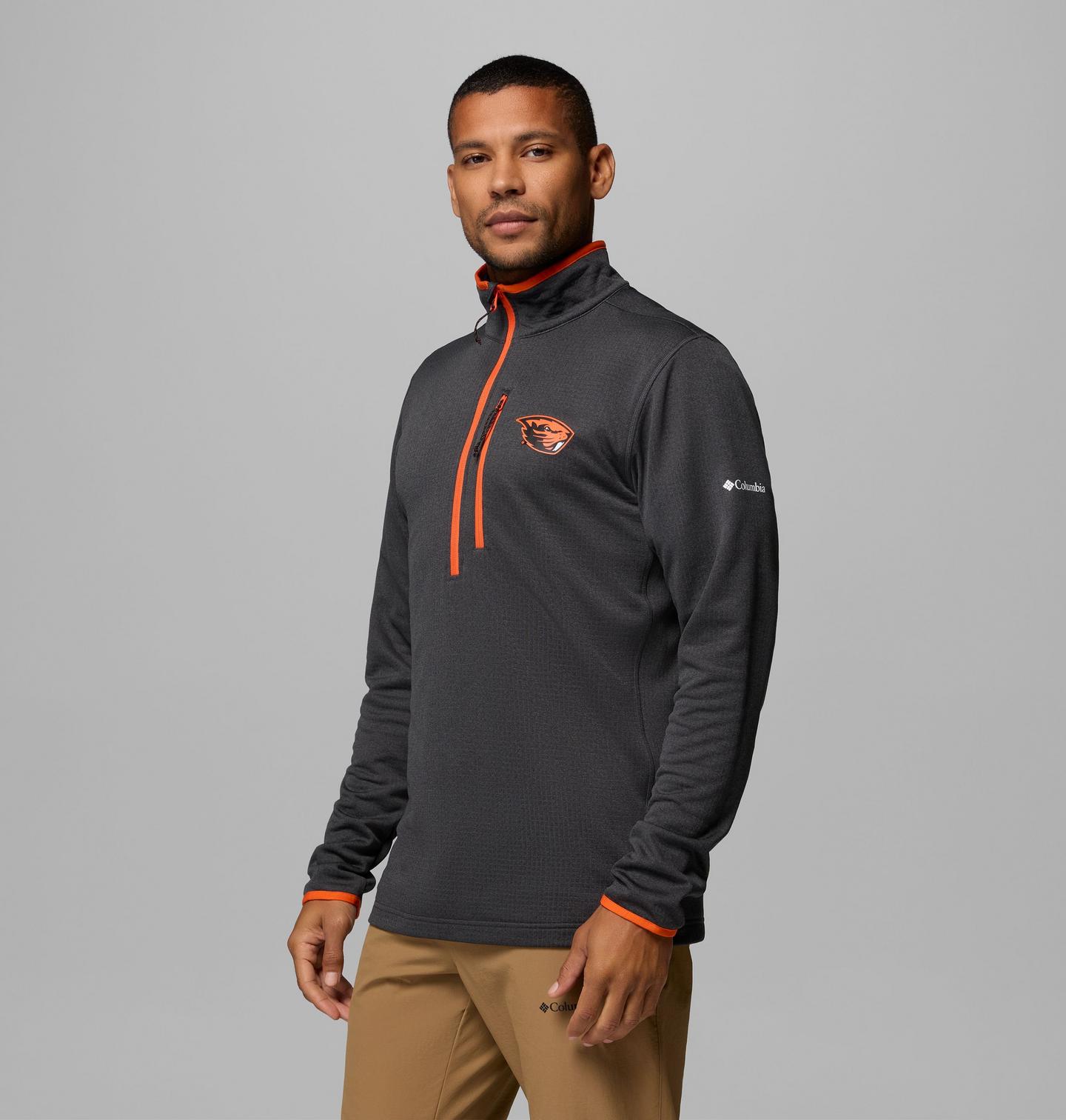 Мужская флисовая кофта Columbia Collegiate Essential Hike Grid на молнии, Oregon State, цвет: Чёрный — фото 4