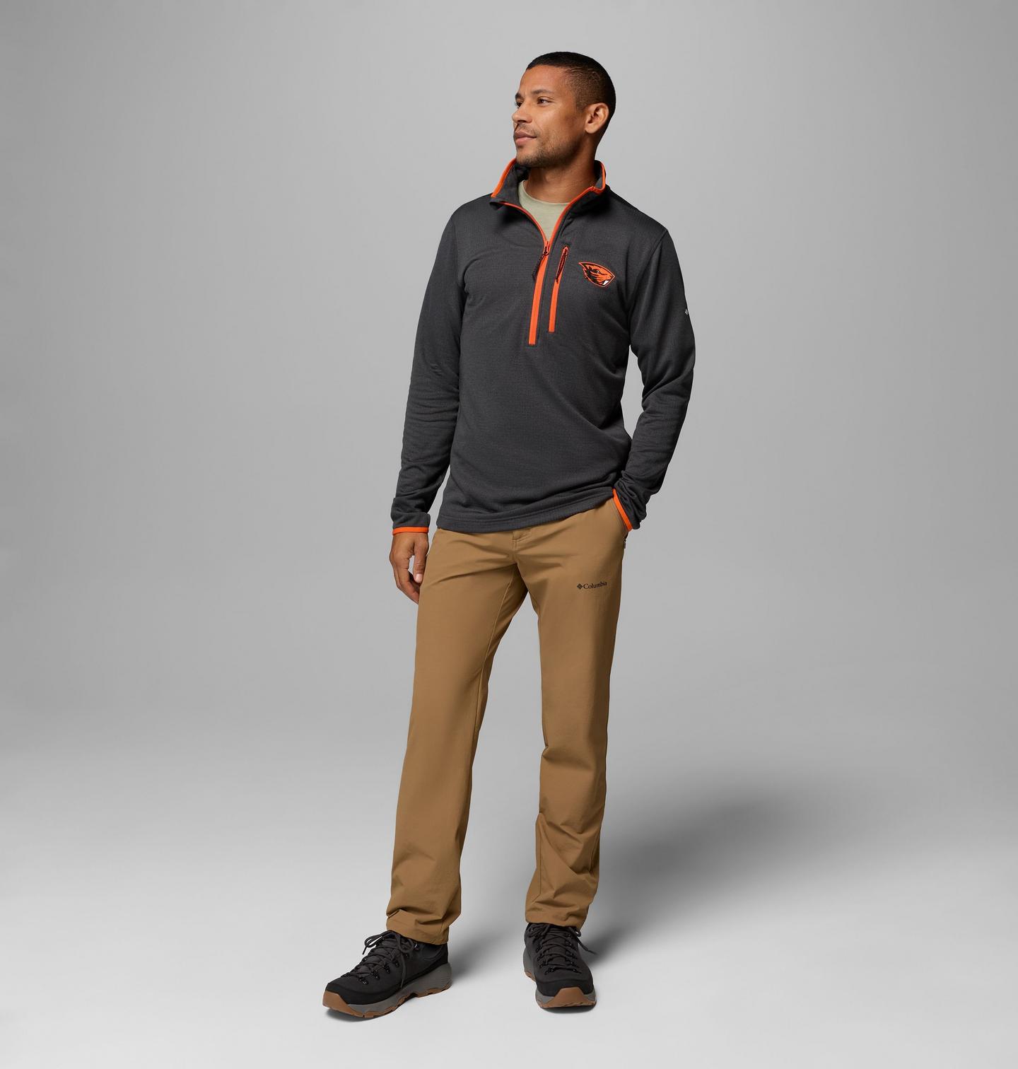 Мужская флисовая кофта Columbia Collegiate Essential Hike Grid на молнии, Oregon State, цвет: Чёрный — фото 2
