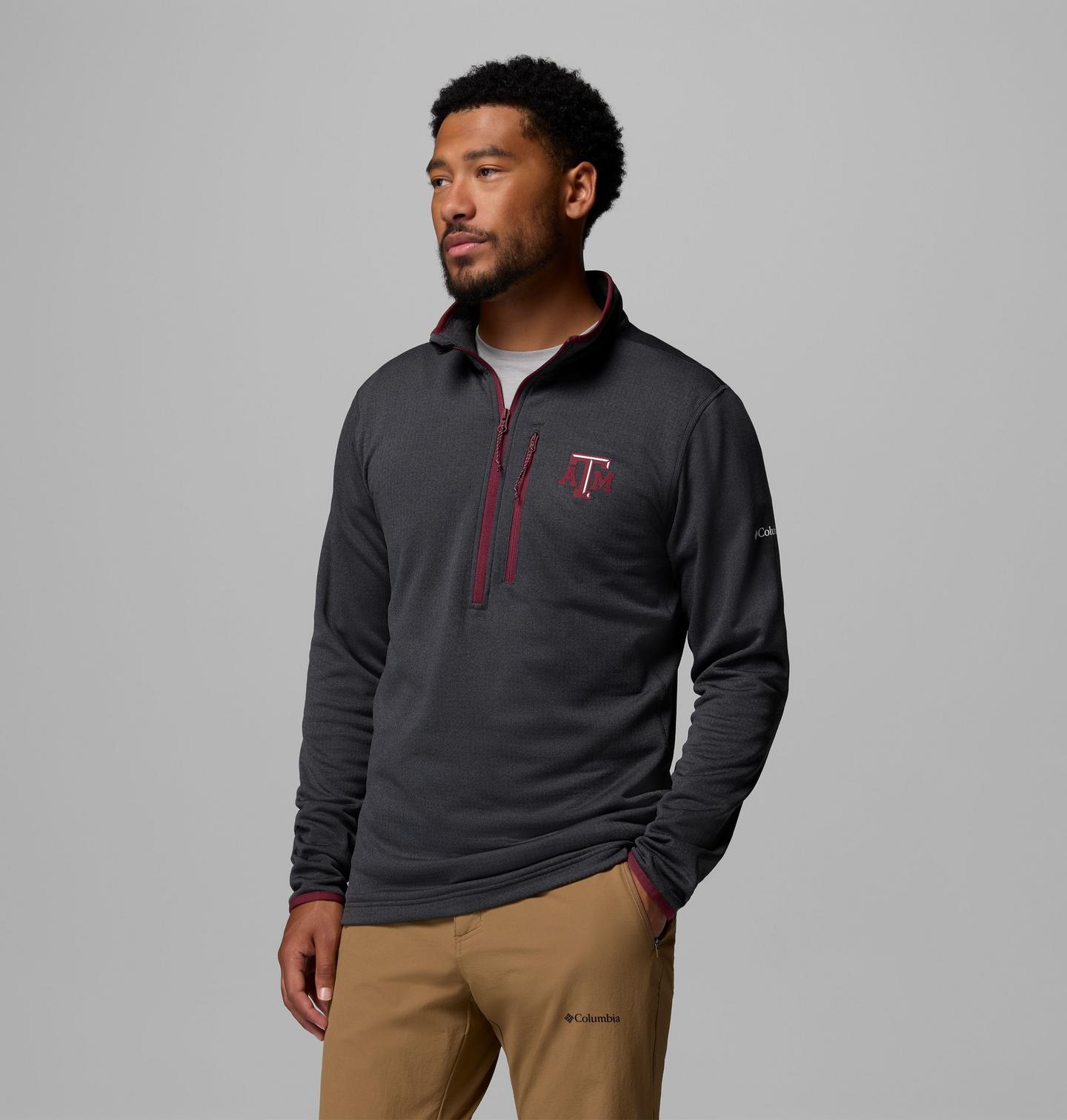 Мужская флисовая кофта Columbia Collegiate Essential Hike Grid на молнии, Texas A&M, цвет: Чёрный — фото 3