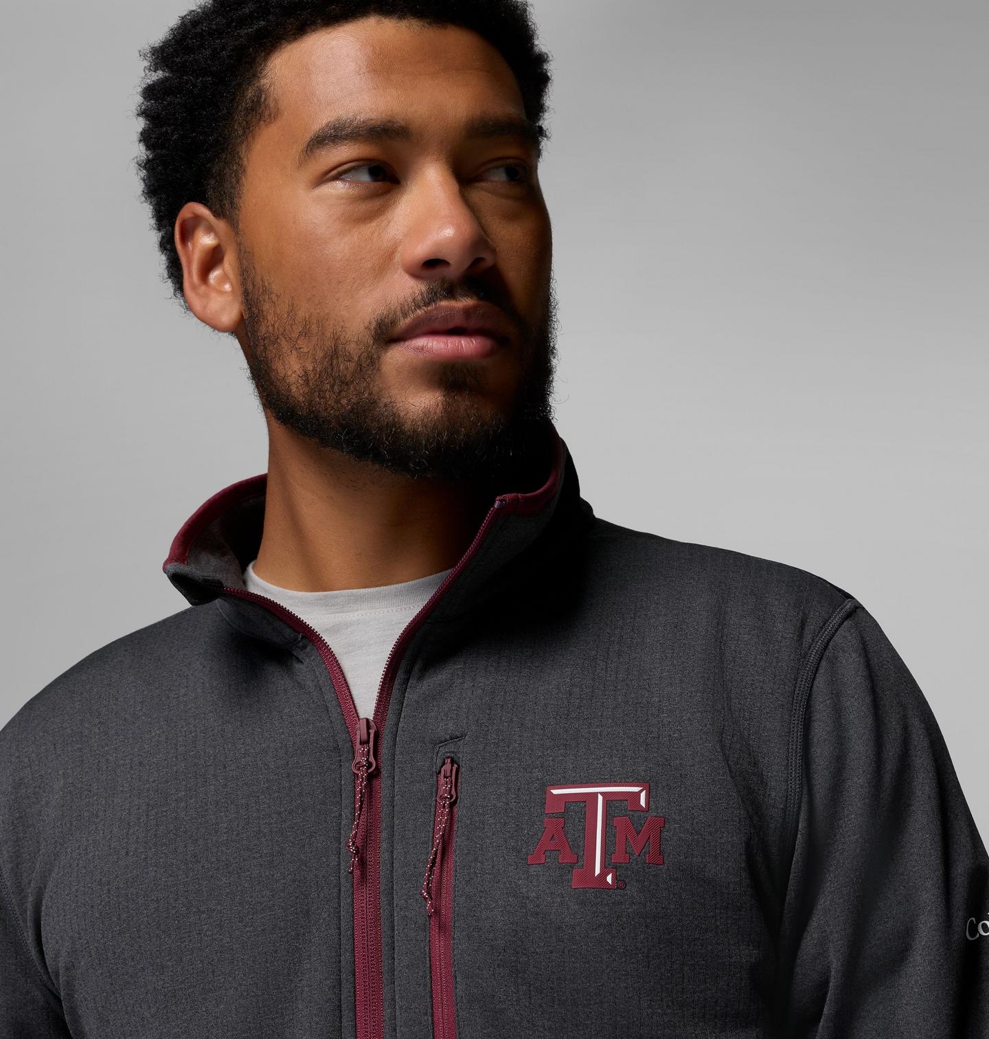 Мужская флисовая кофта Columbia Collegiate Essential Hike Grid на молнии, Texas A&M, цвет: Чёрный — фото 4