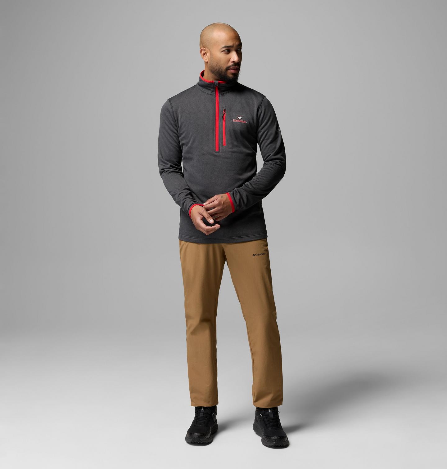 Мужская флисовая кофта Columbia Collegiate Essential Hike Grid на молнии, Georgia, цвет: Чёрный — фото 2