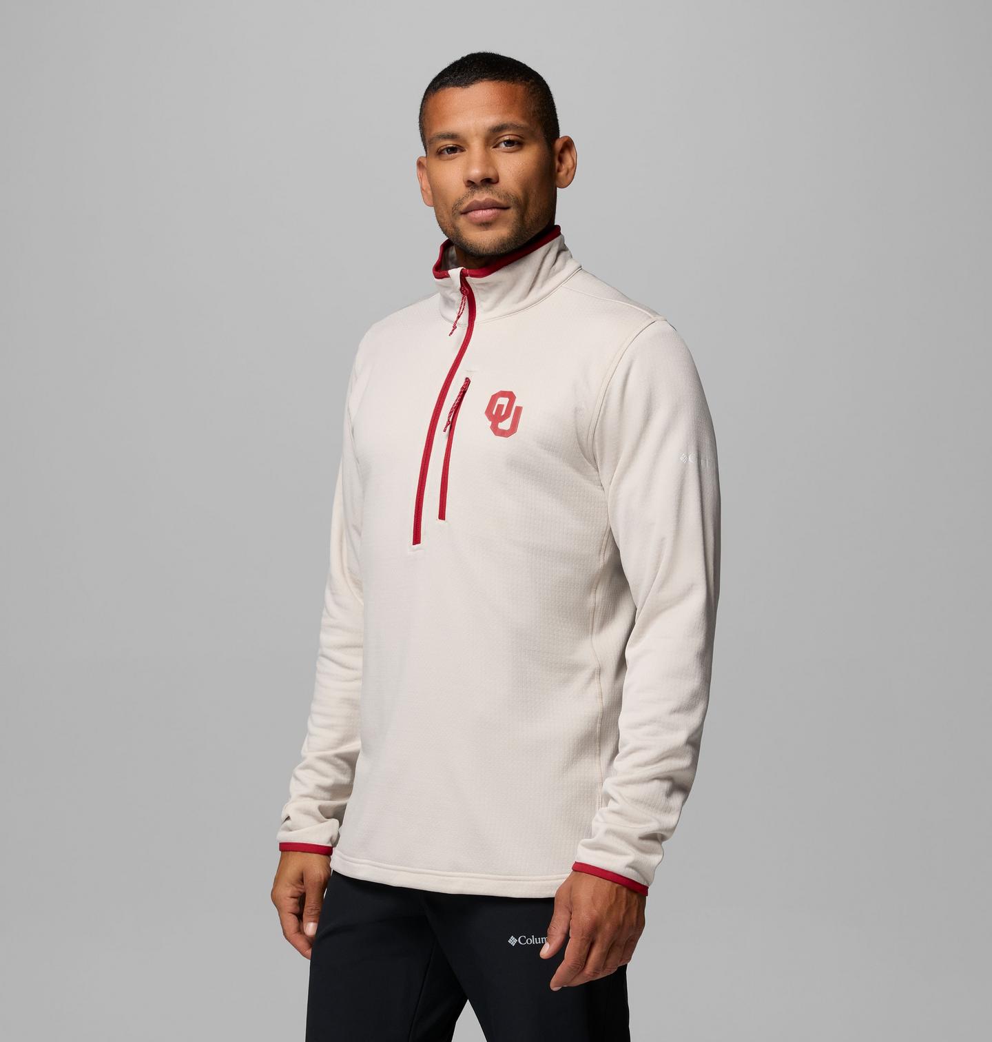 Мужская флисовая кофта Columbia Collegiate Essential Hike Grid на молнии, Oklahoma, цвет: Серо-бежевый — фото 4