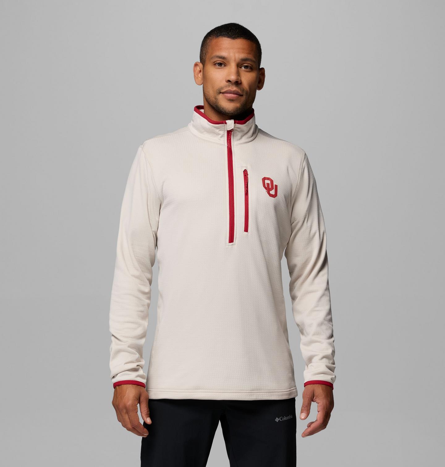 Мужская флисовая кофта Columbia Collegiate Essential Hike Grid на молнии, Oklahoma, цвет: Серо-бежевый — фото 1