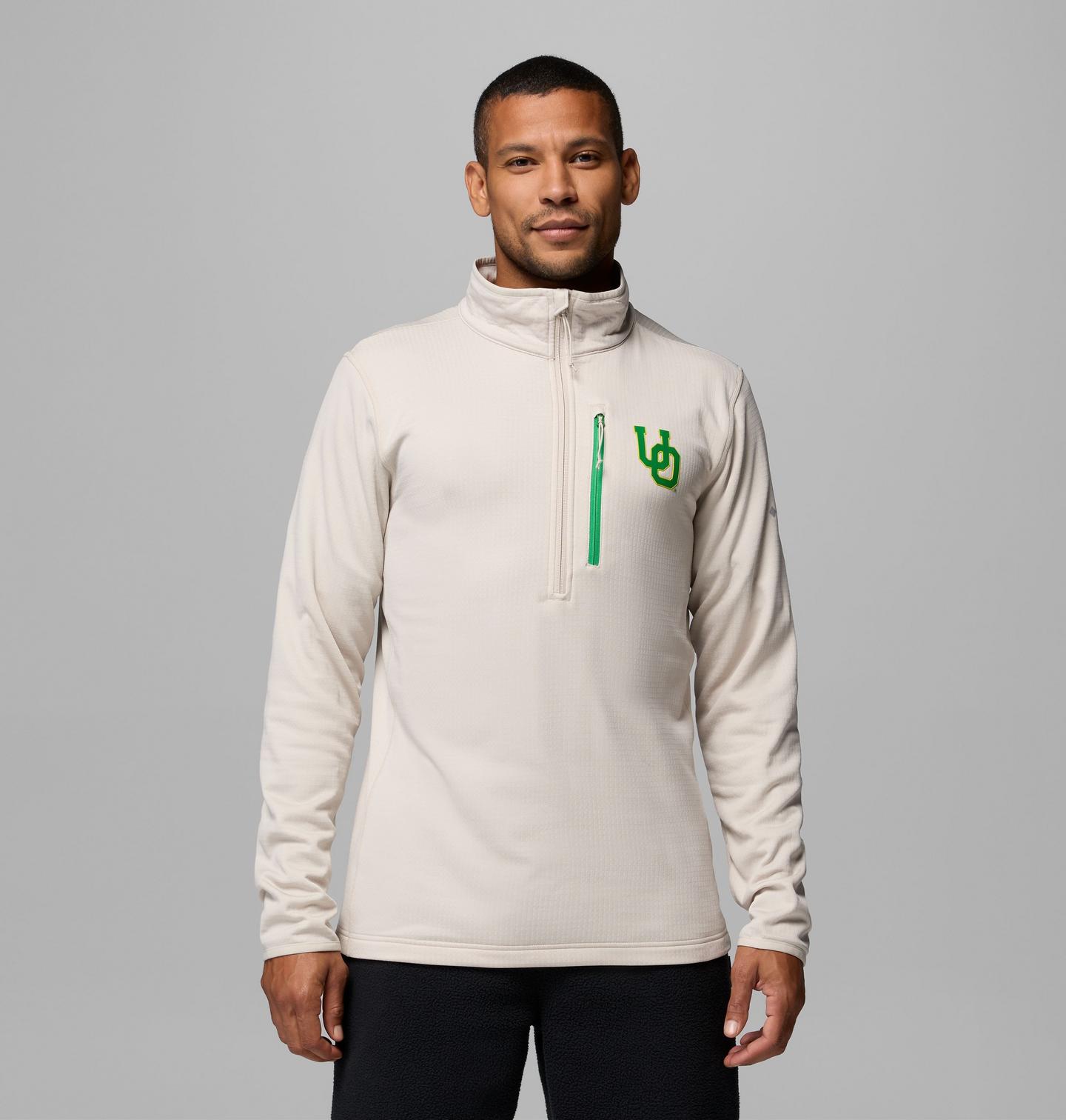 Мужская флисовая кофта Columbia Collegiate Essential Hike Grid на молнии, Oregon, цвет: Серо-бежевый — фото 1