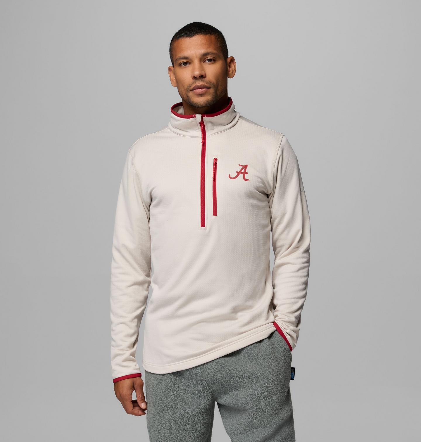Мужская флисовая кофта Columbia Collegiate Essential Hike Grid на молнии, Alabama, цвет: Серо-бежевый — фото 1