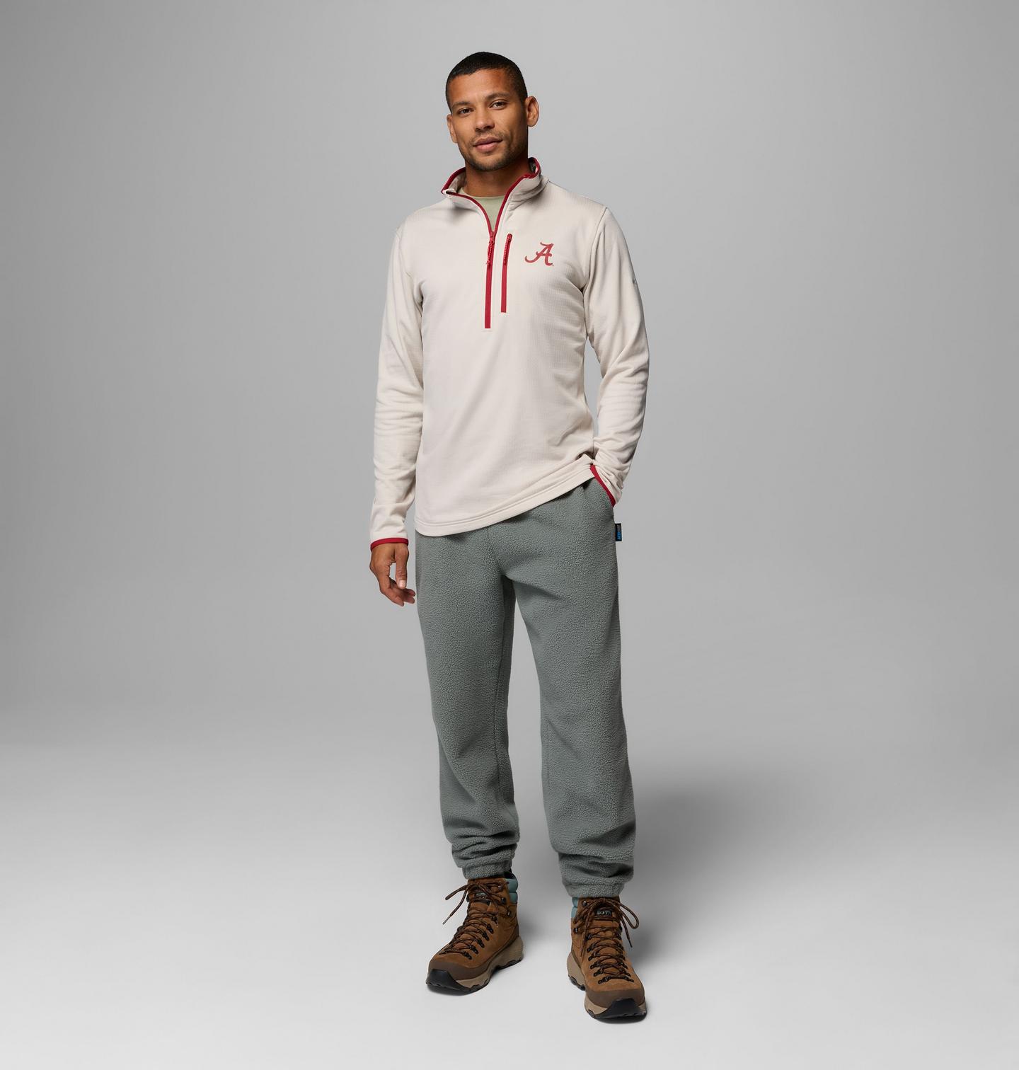 Мужская флисовая кофта Columbia Collegiate Essential Hike Grid на молнии, Alabama, цвет: Серо-бежевый — фото 2