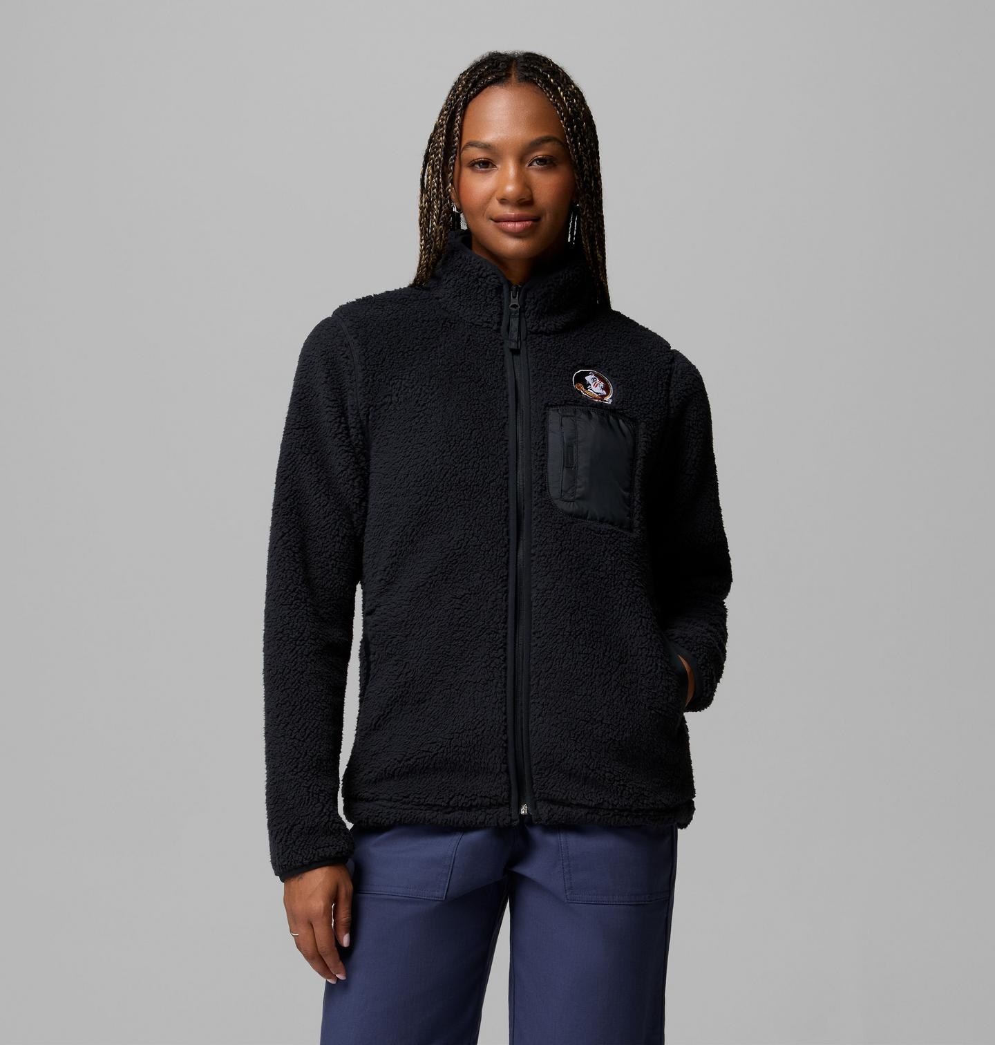 Женские куртки Columbia Collegiate West Bend Full Zip Fleece - Florida State, цвет: Чёрный — фото 1