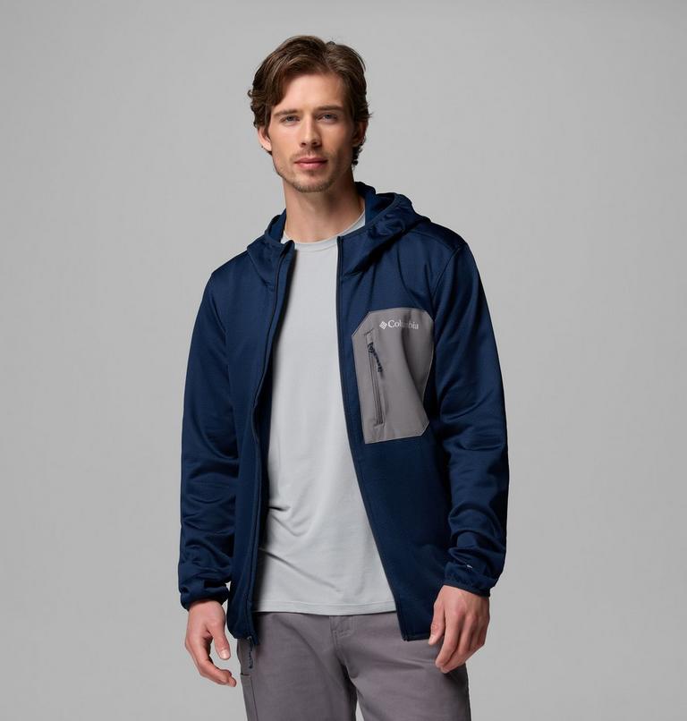 Chaqueta de forro polar con capucha Tall Heights para hombre, Color: Collegiate Navy, City Grey, image 5