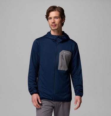 Chaqueta de forro polar con capucha Tall Heights para hombre, Color: Collegiate Navy, City Grey, image 1