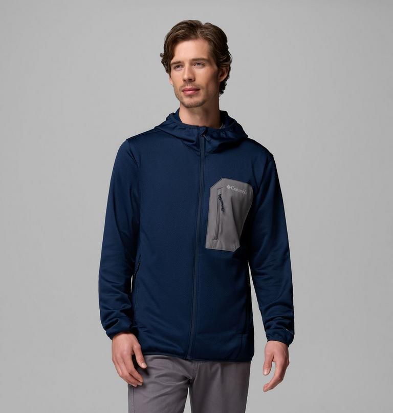 Chaqueta de forro polar con capucha Tall Heights para hombre, Color: Collegiate Navy, City Grey, image 1