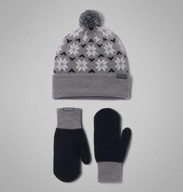 Women's Snowflake Beanie and Mitten Set, Color: City Grey Heather, Columbia Grey,, image 3