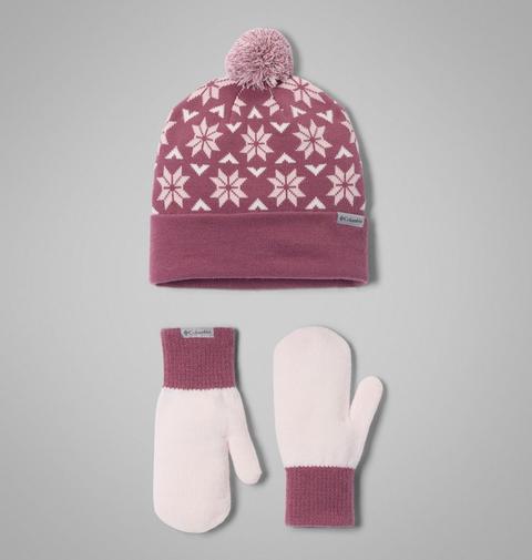 Женские аксессуары Columbia Snowflake Beanie and Mitten Set, цвет: Лиловый / Розовый
