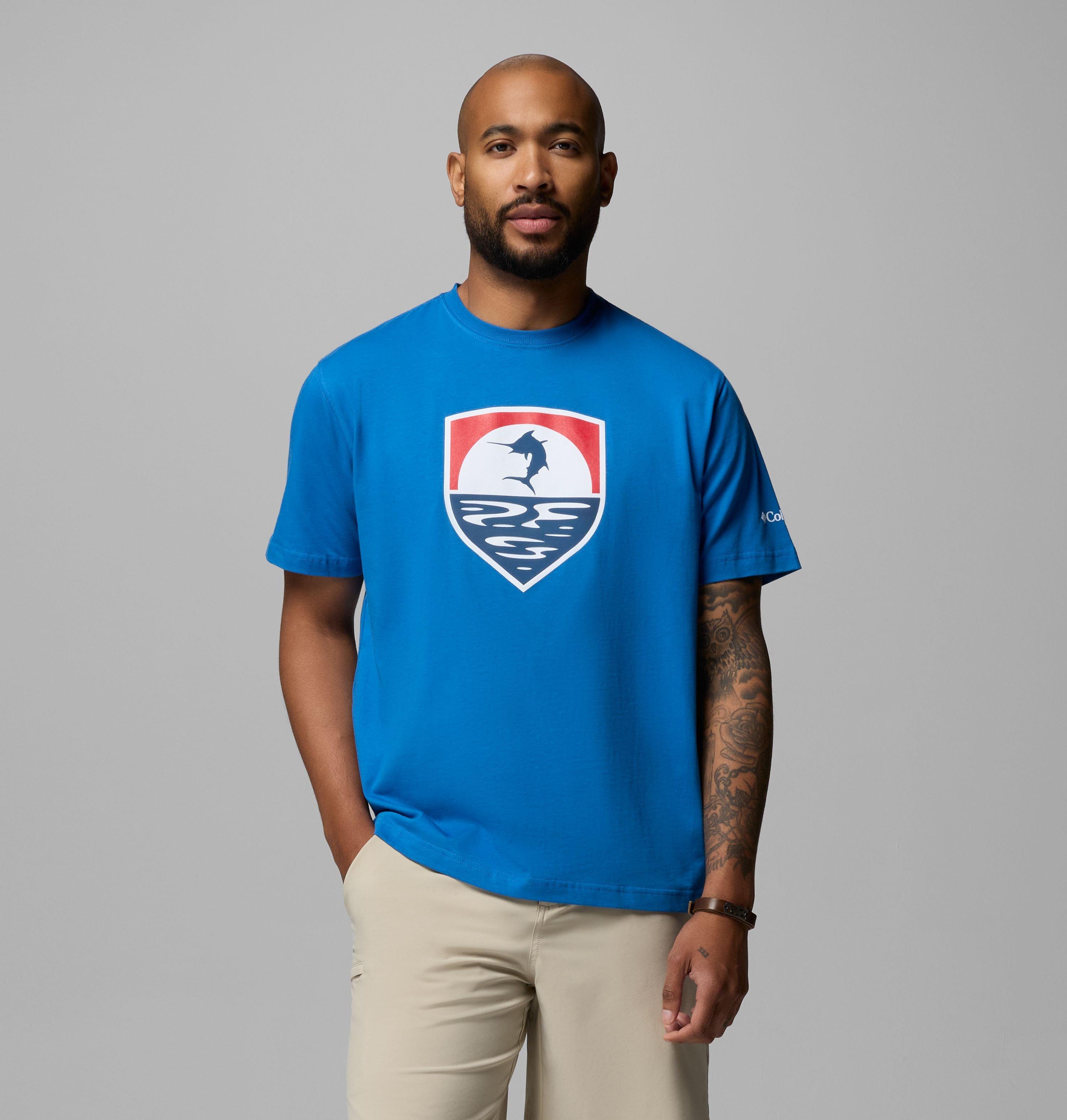 Columbia Men's PFG  Silver Bank Americana Marlin T-Shirt-