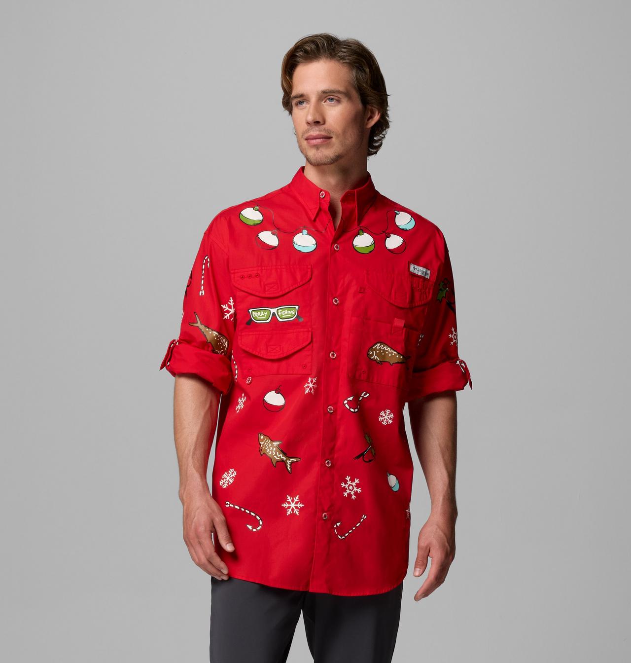 Men’s Ugly Christmas PFG Bonehead Long Sleeve Shirt