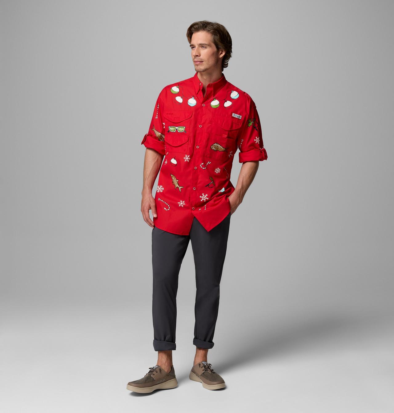 Men’s Ugly Christmas PFG Bonehead Long Sleeve Shirt