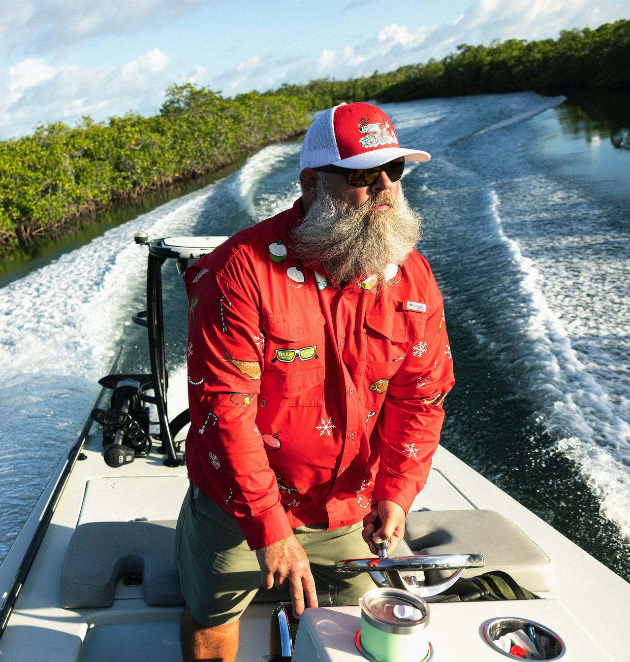 Men’s Ugly Christmas PFG Bonehead Long Sleeve Shirt 14