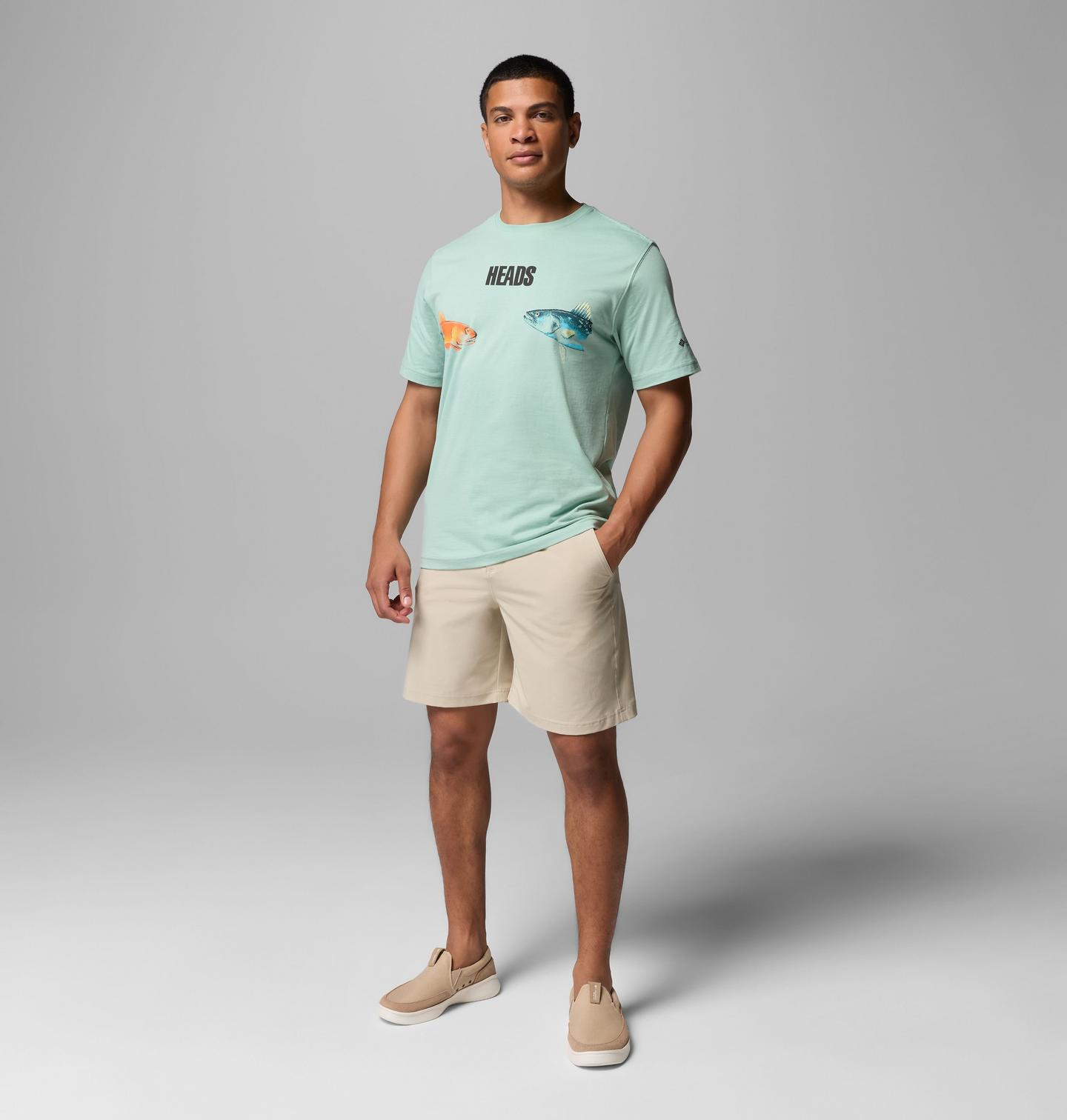 Мужская футболка Columbia PFG Speck Red, цвет: Нефритовый / Красный — фото 2
