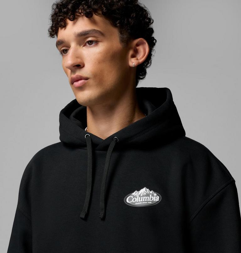 Men's Heavyweight Graphic Hoodie, Color: Black, Snowy Peaks, image 10