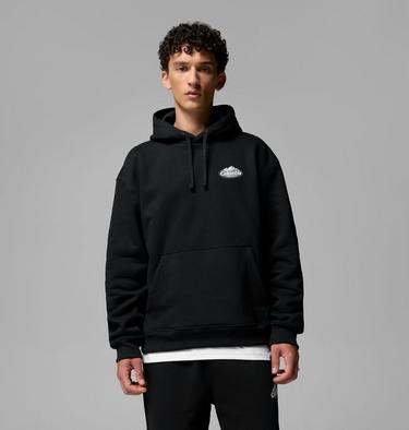 Men's Heavyweight Graphic Hoodie, Color: Black, Snowy Peaks, image 1