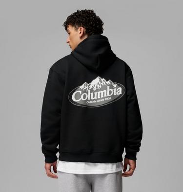 Men's Heavyweight Graphic Hoodie, Color: Columbia Grey Heather, Snowy Peaks, image 3