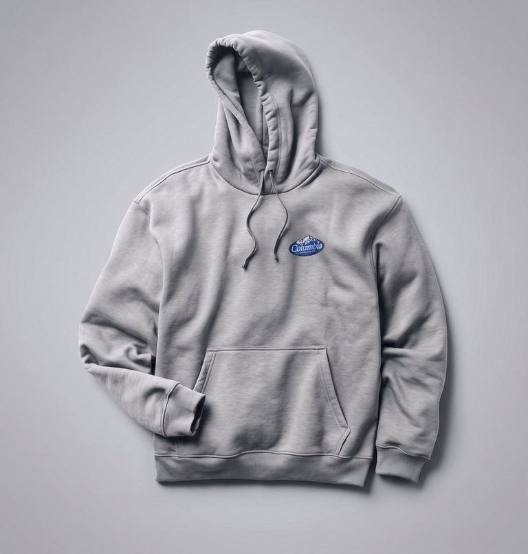 Men's Heavyweight Graphic Hoodie, Color: Columbia Grey Heather, Snowy Peaks, image 4
