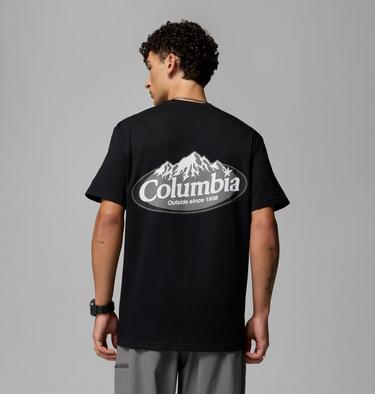 Men's Heavyweight Graphic T-Shirt, Color: Black, Snowy Peaks, image 1