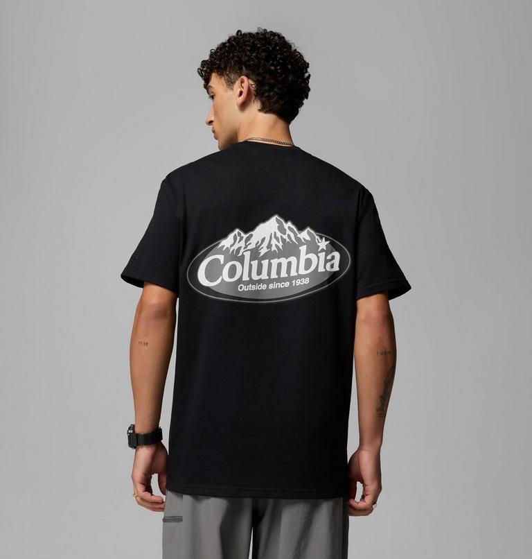 Men's Heavyweight Graphic T-Shirt, Color: Black, Snowy Peaks, image 1