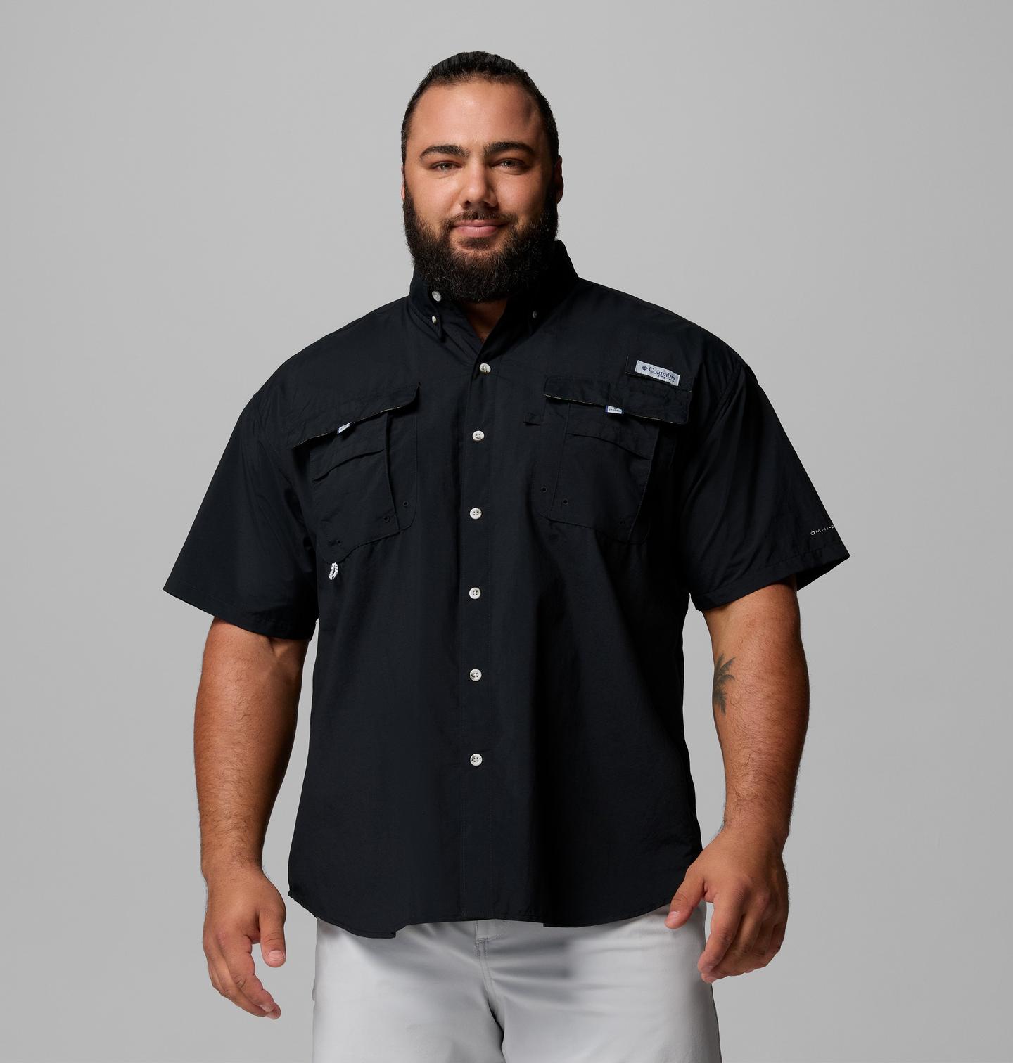 Мужская рубашка Columbia PFG Bahama II Luke Combs Short Sleeve Shirt - Big, цвет: Чёрный — фото 1