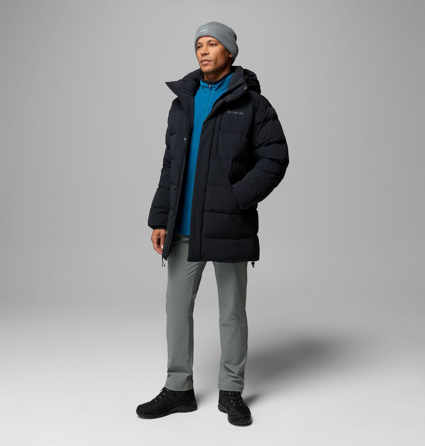 Мужская куртка Columbia Amaze Puff Mid Hooded, цвет: Чёрный — фото 2