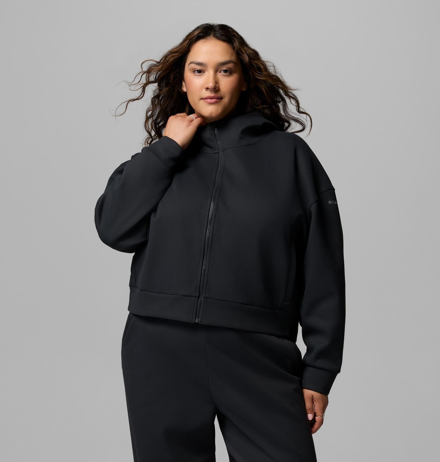 Женское худи Columbia Amazesweats Heavyweight Full Zip - Plus Size, цвет: Чёрный — фото 1