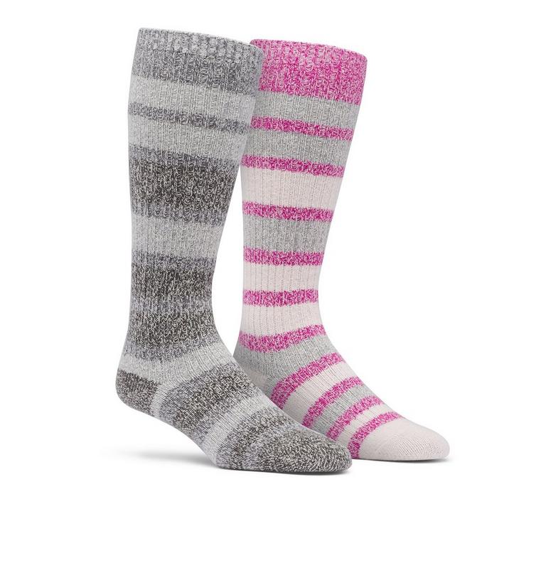 Super Soft Stripe Knee High Sock  Medium Weight 2-Pack, Color: Fuchsia, image 1
