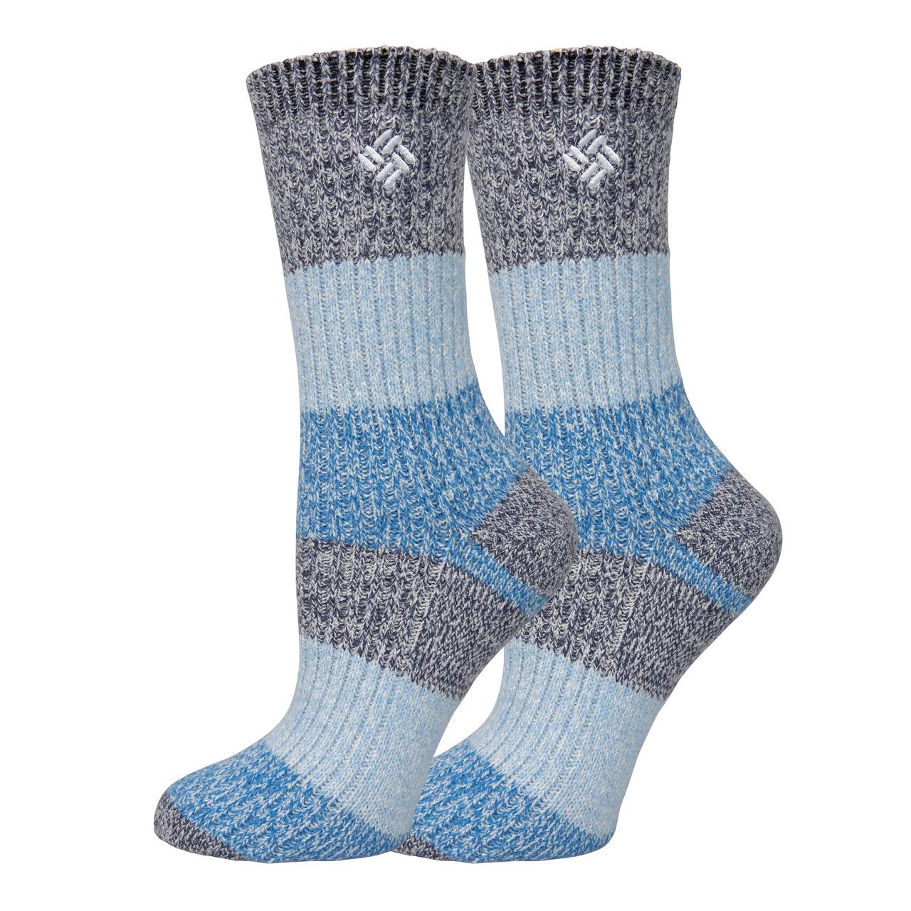 Women's Super Soft Micro Poly Marled Stripe Crew Sock - 2pk 1
