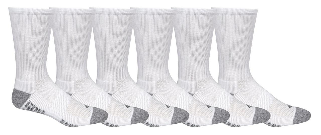 Men's Crew With Pique Footbed Socks - 6 Pack | 100 | O/S 1
