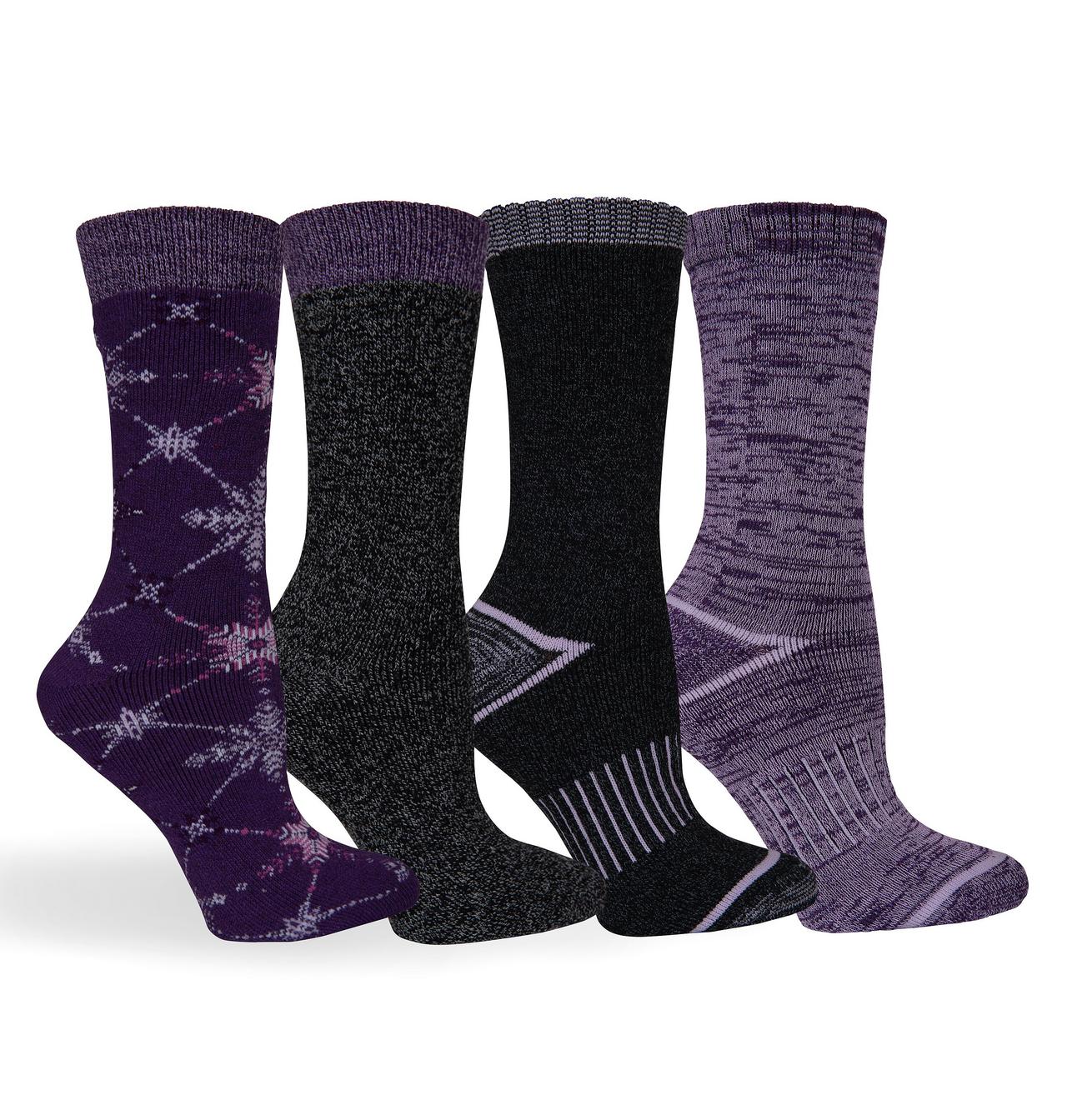 Women's Moisture Control Snowflake Crew Sock - 4pk 1