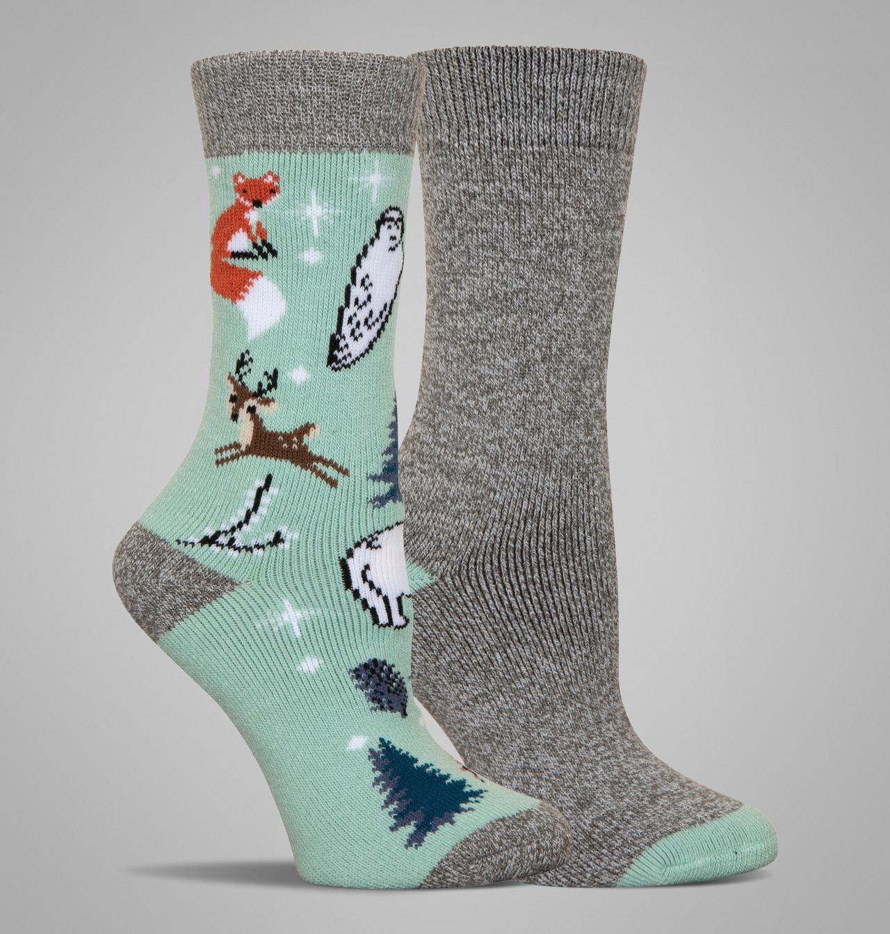 Women's Woodland Animals Medium Weight Thermal Socks - 2 Pack 1
